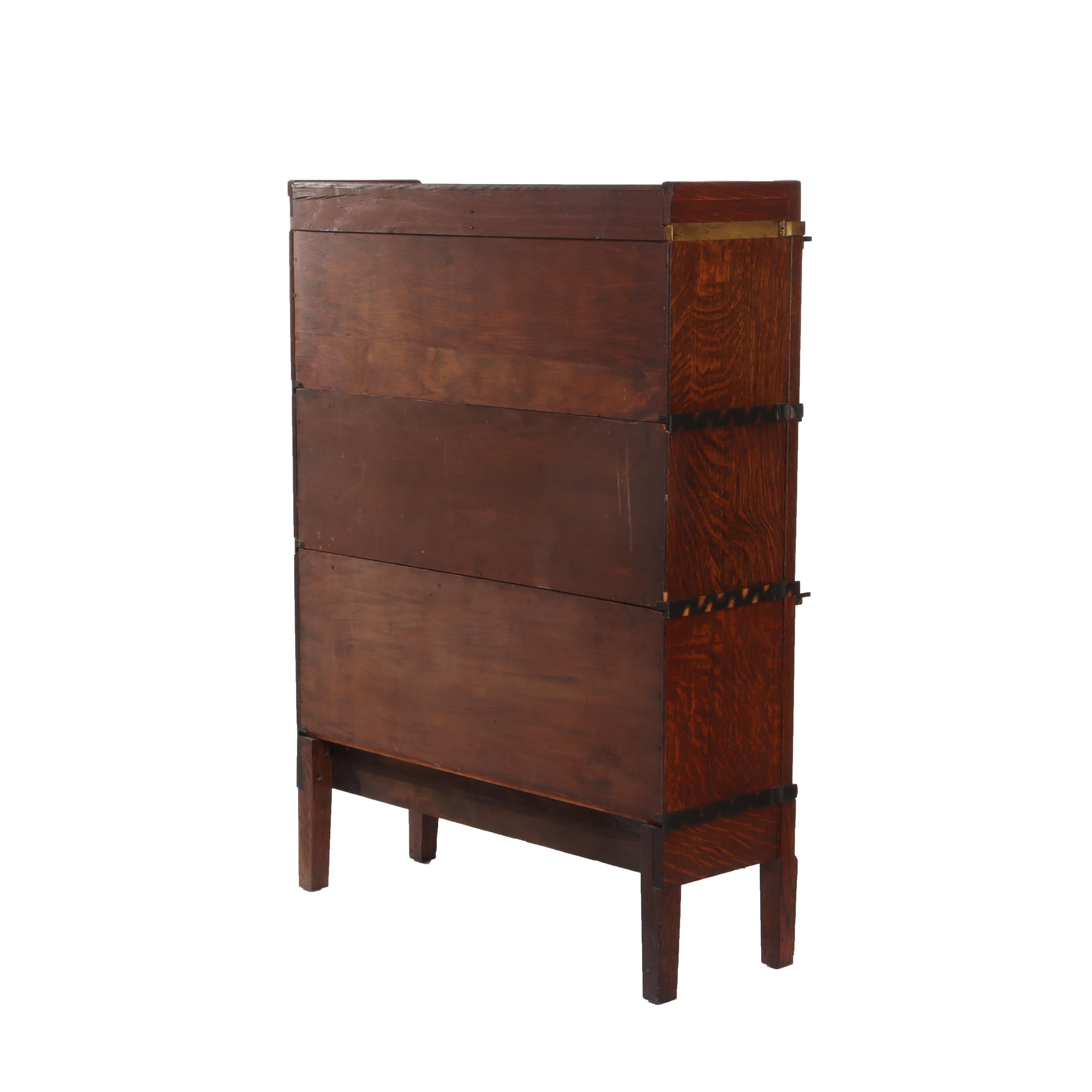 Antiguo Macey Roble Librería de tres pilas para barrister C1920 en venta 9