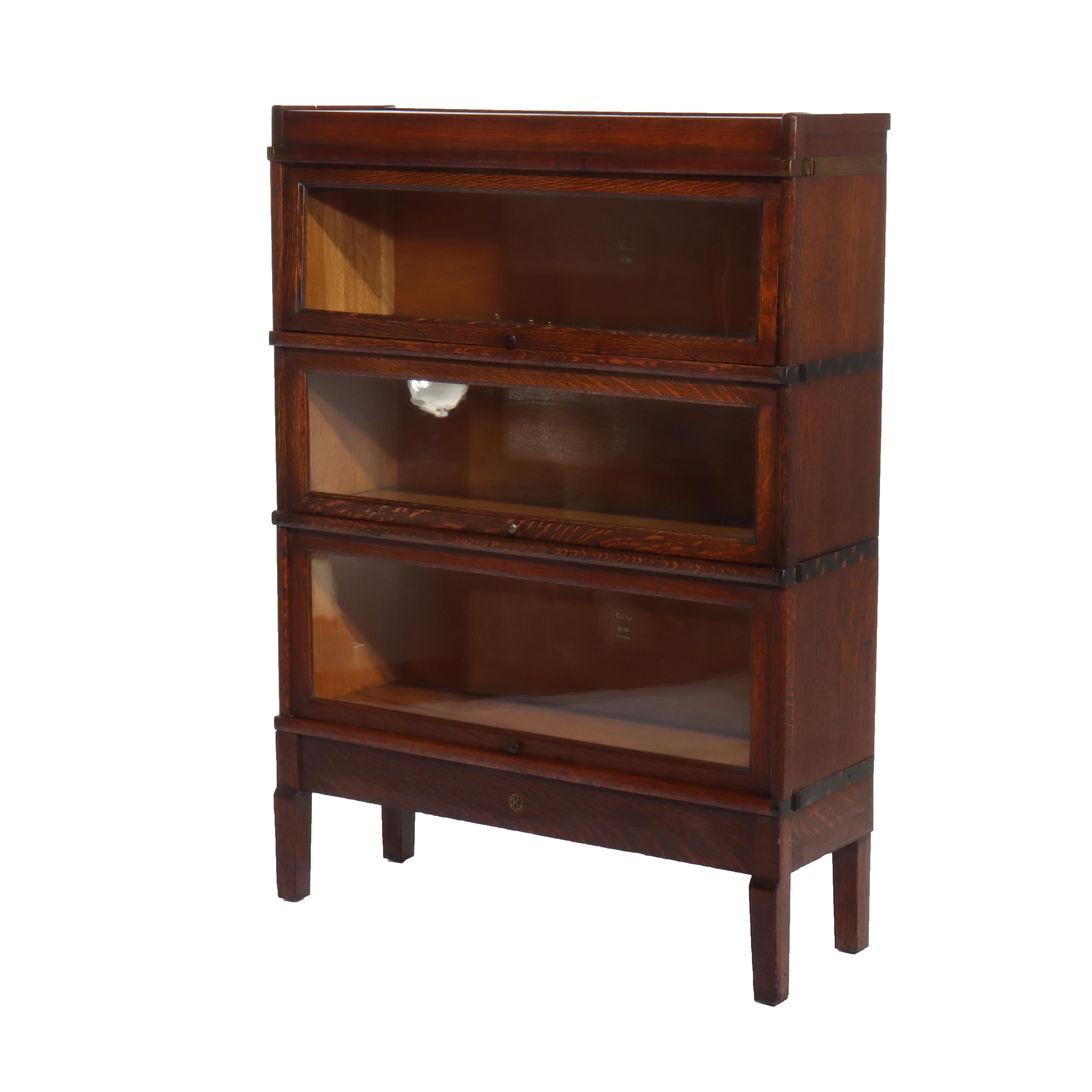 Antiguo Macey Roble Librería de tres pilas para barrister C1920 siglo XX en venta
