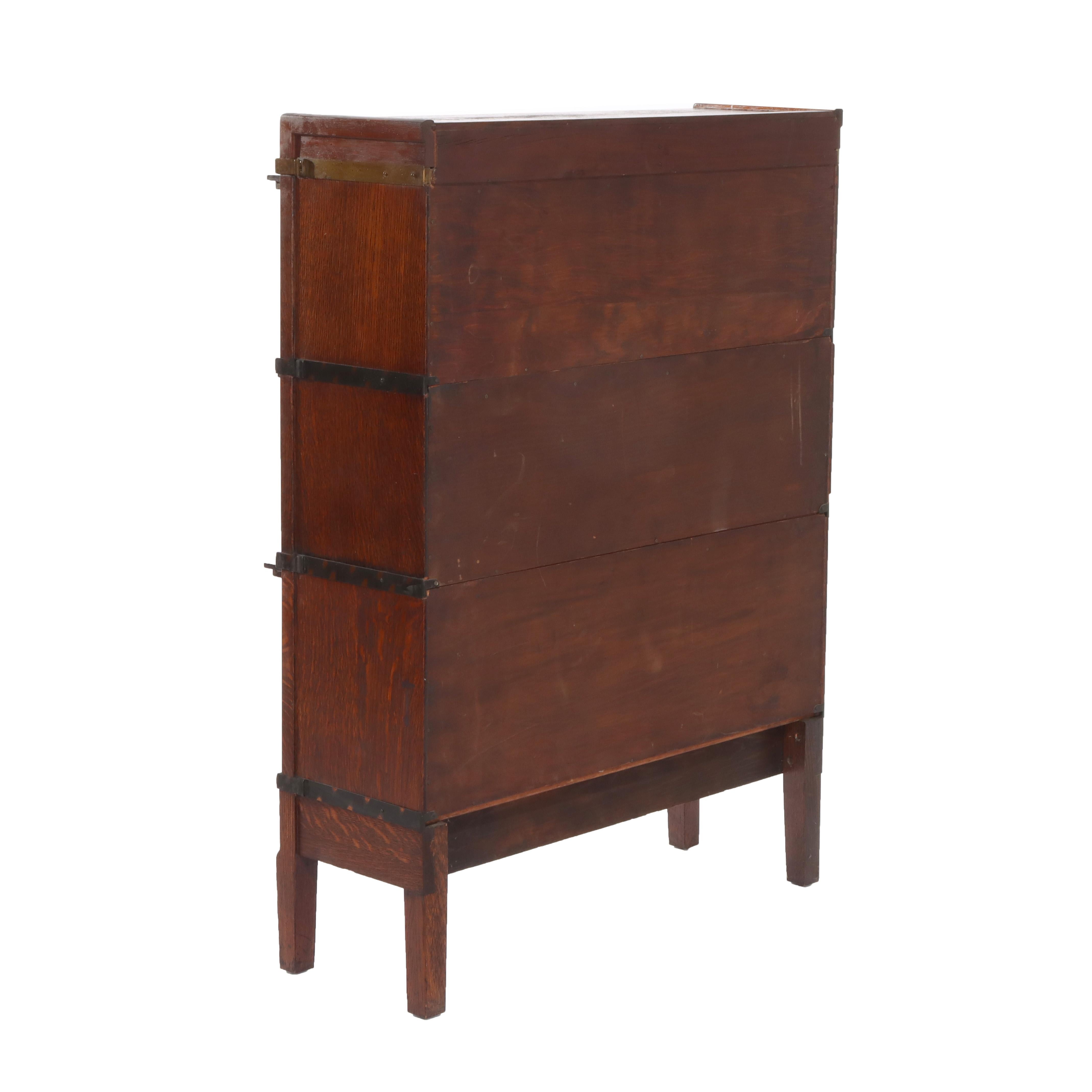 Antiguo Macey Roble Librería de tres pilas para barrister C1920 en venta 1