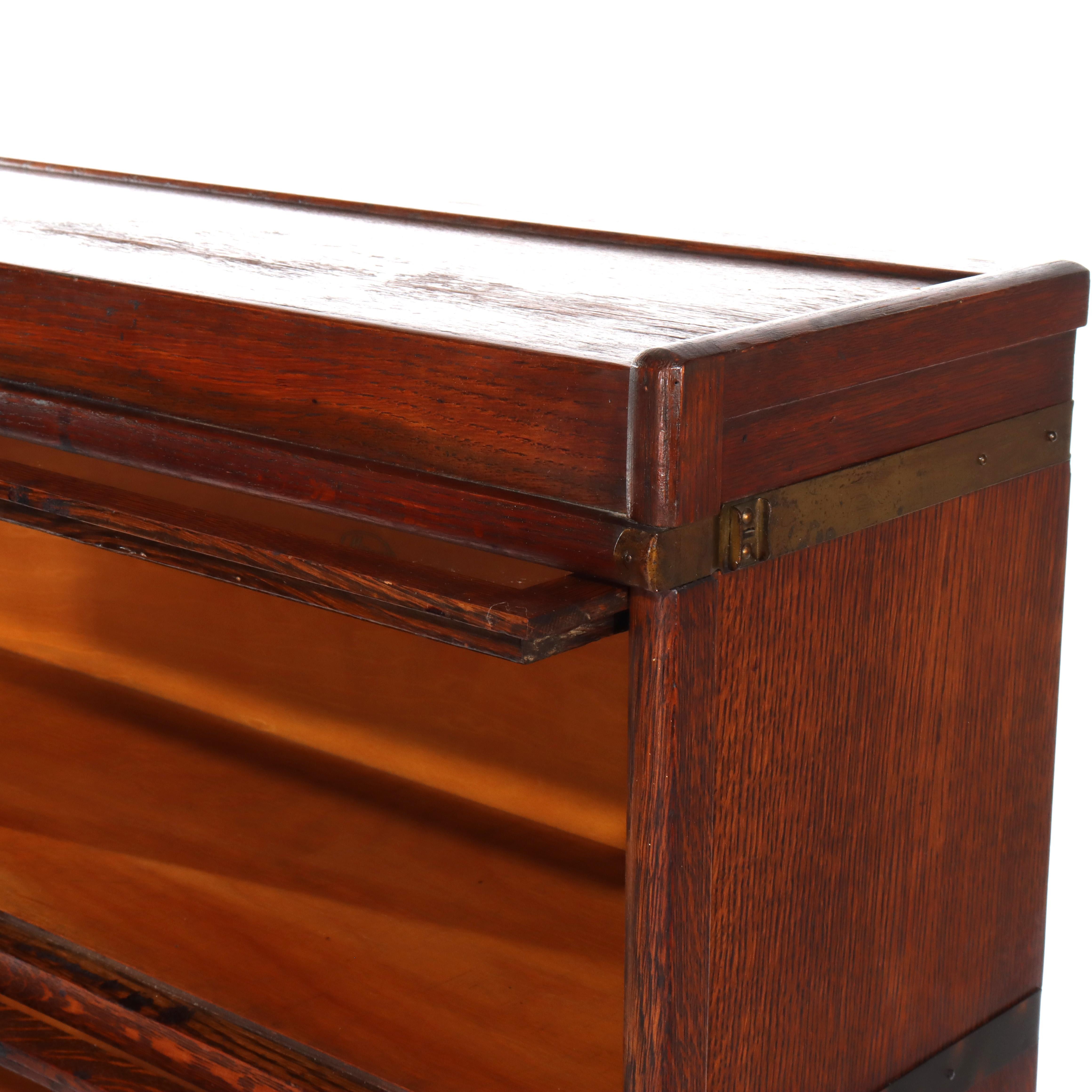 Antiguo Macey Roble Librería de tres pilas para barrister C1920 en venta 2