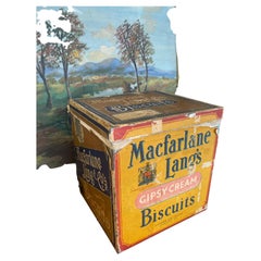 Ancienne boîte à biscuits en fer blanc Macfarlane Lang's Gipsy Cream, début du 20e siècle.