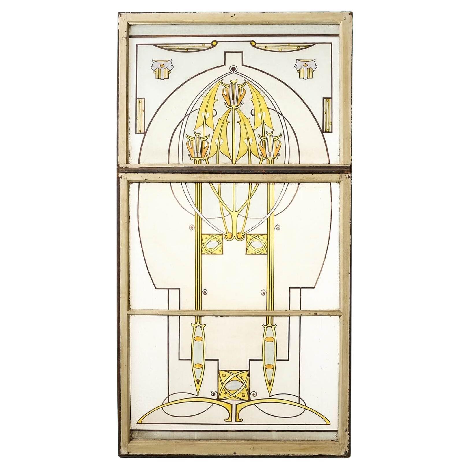 Vitrail antique Mackintosh de style Art Nouveau