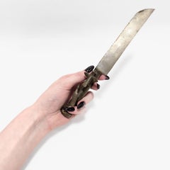 Antique Madagascan Malagasy Bara Tribe Bronze Knife with Figural Handle