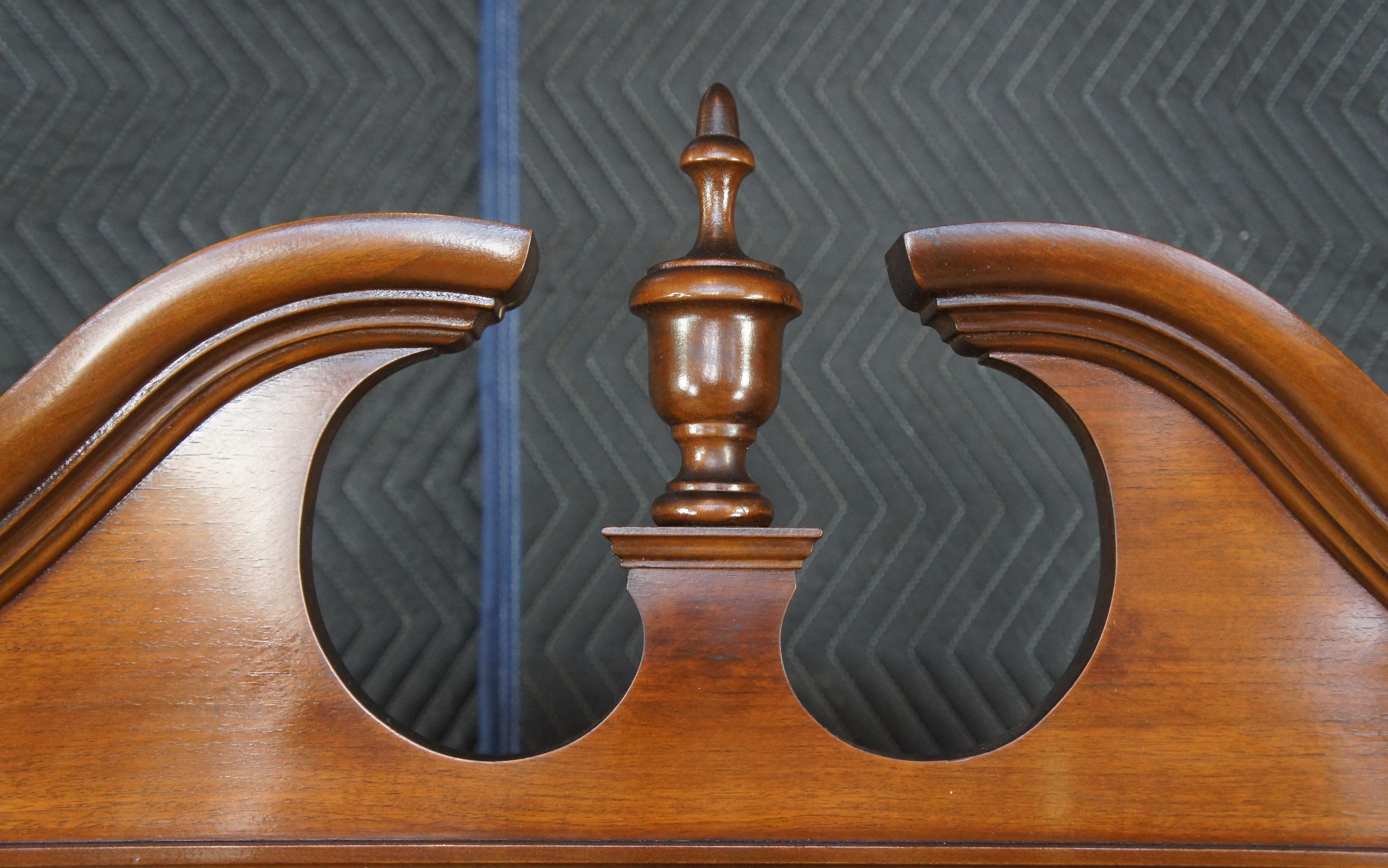 Mid-20th Century Antique Maddox Walnut Serpentine Secretary Desk Chippendale Bookcase Oxbow