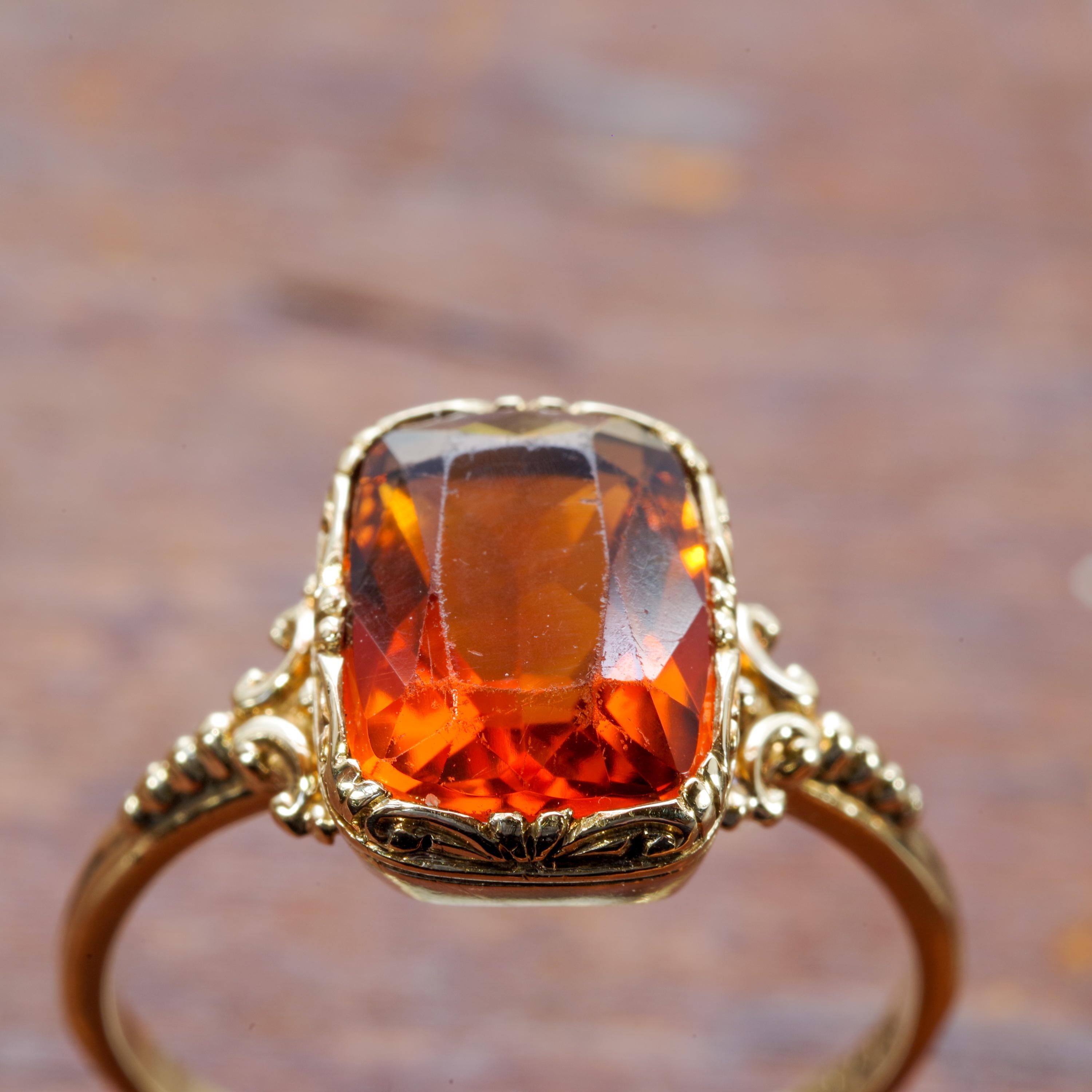 Antique Madeira Citrine Gent's Ring from Europe 9