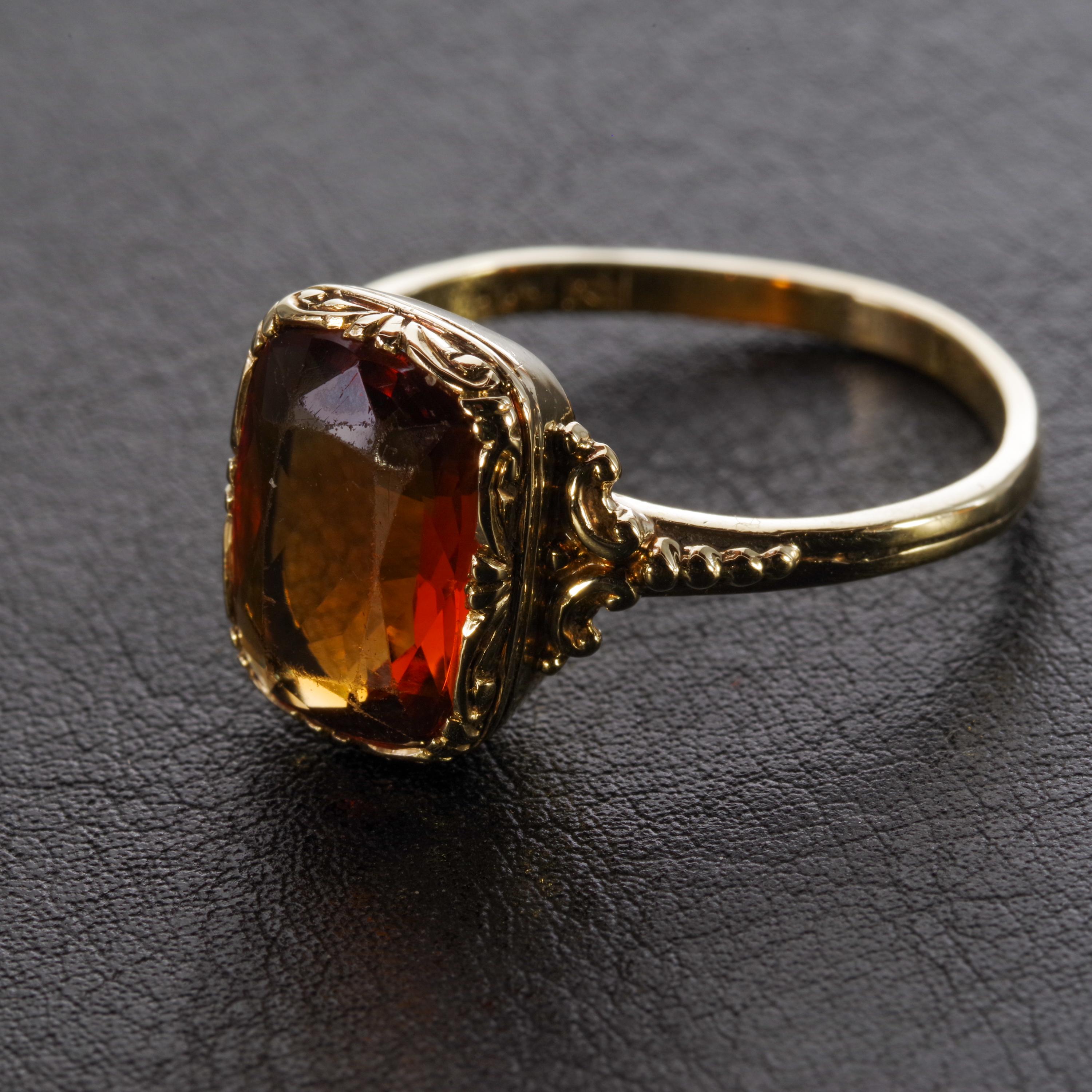 Antique Madeira Citrine Gent's Ring from Europe 10