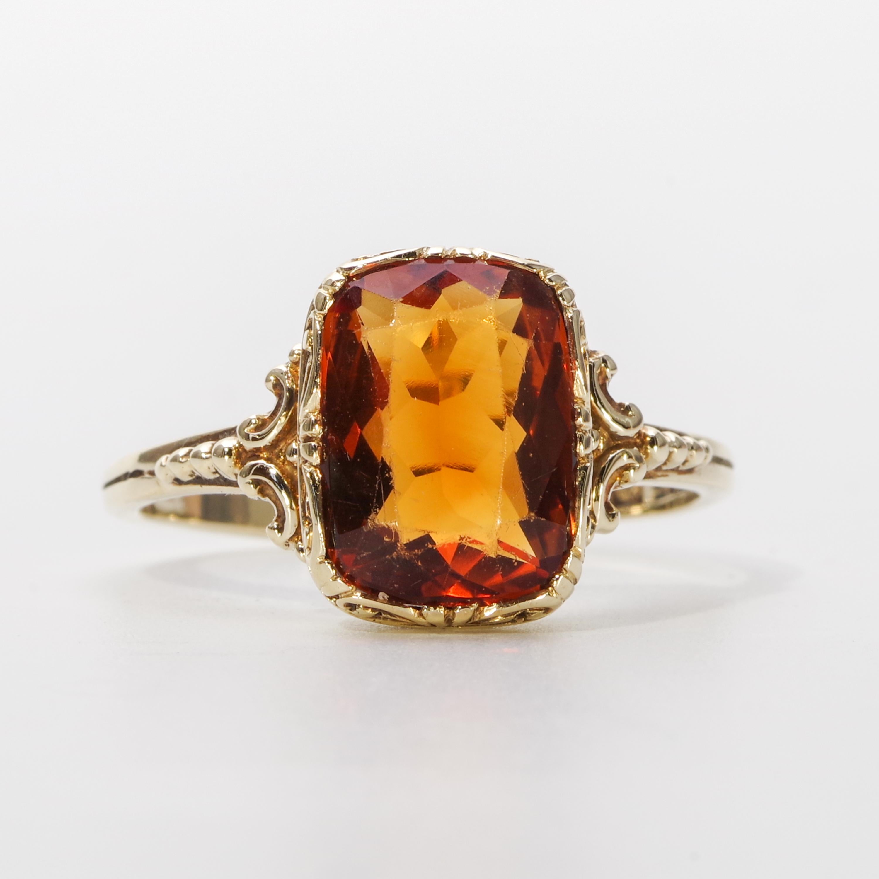 Victorian Antique Madeira Citrine Gent's Ring from Europe