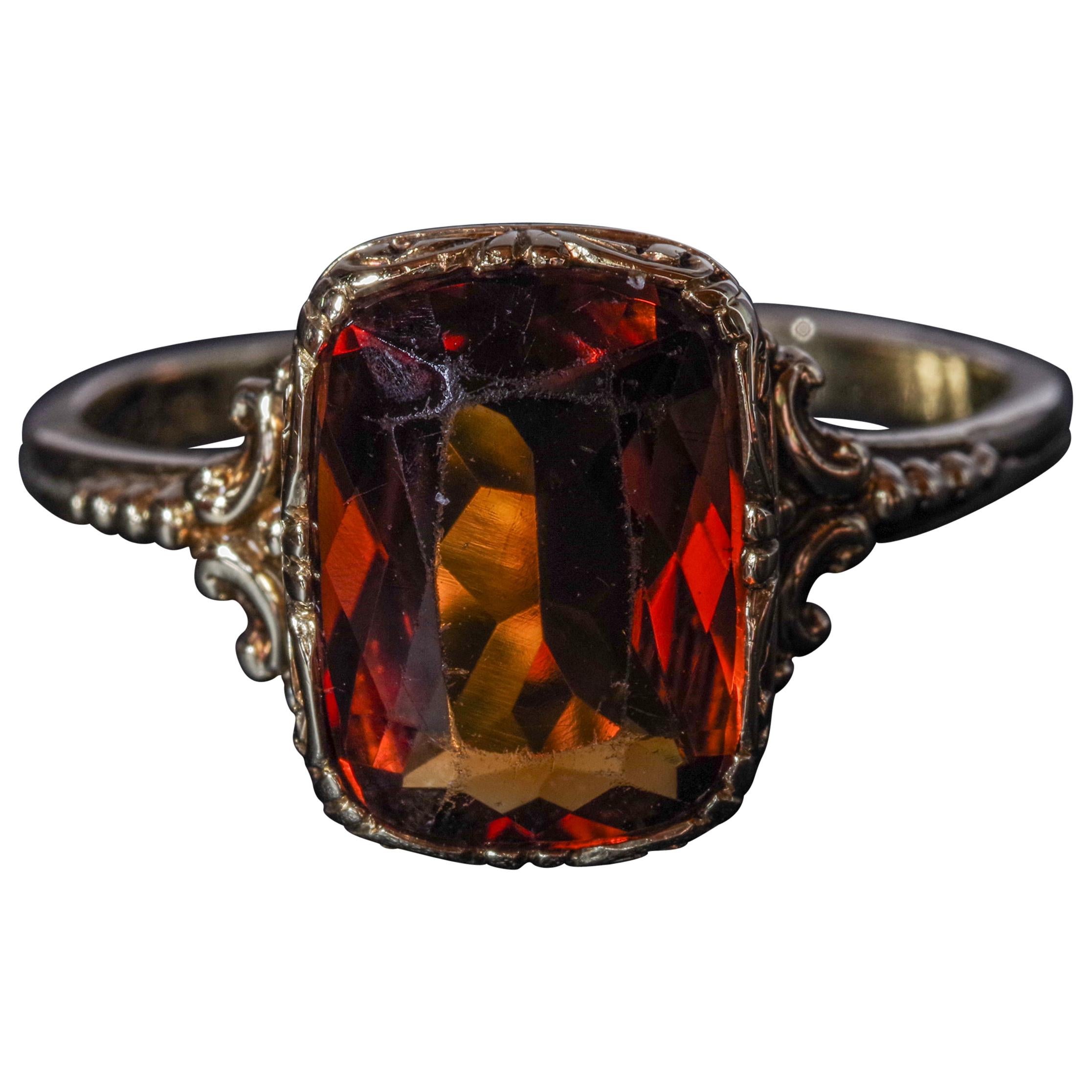 Antique Madeira Citrine Gent's Ring from Europe