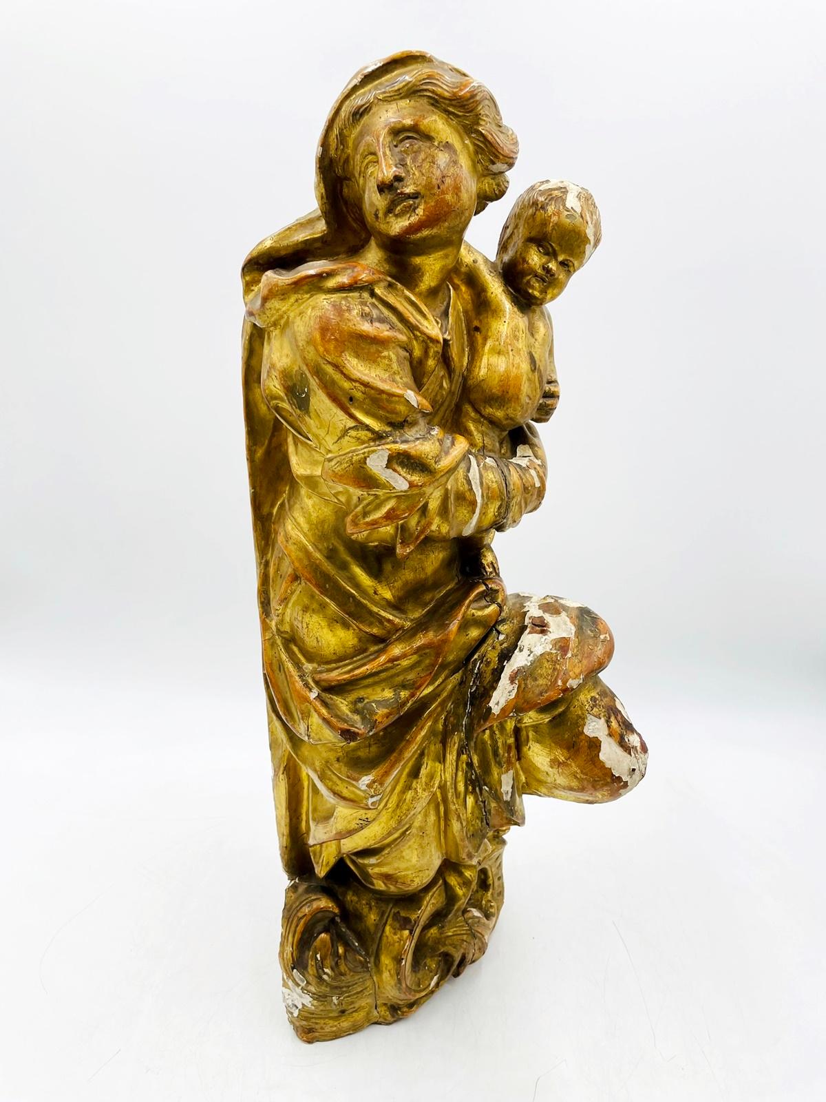 Antique Madonna & Child Sculpture/Religious Icon, Italy 19th Century For Sale 7