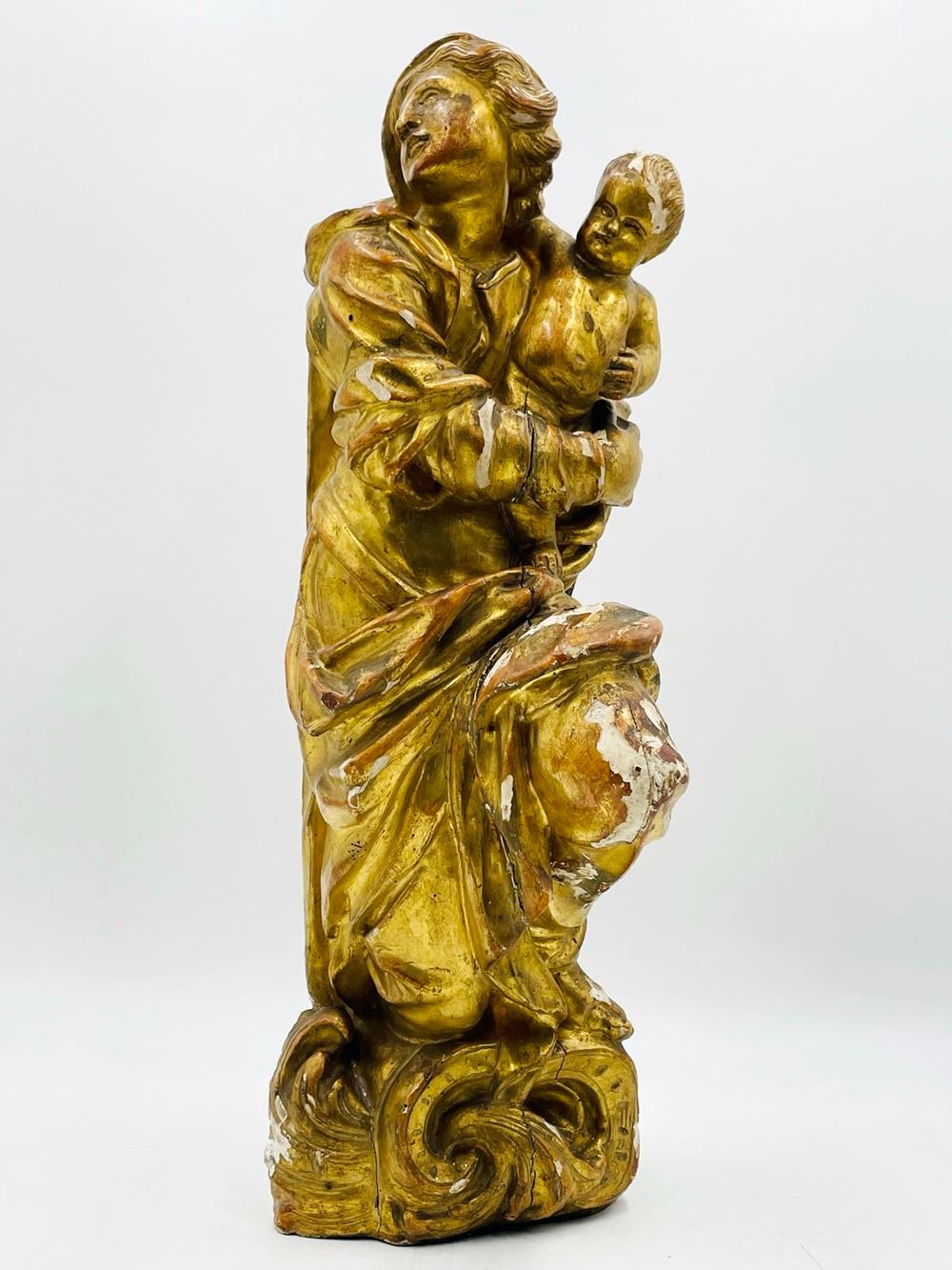 Antique Madonna & Child Sculpture/Religious Icon, Italy 19th Century For Sale 8