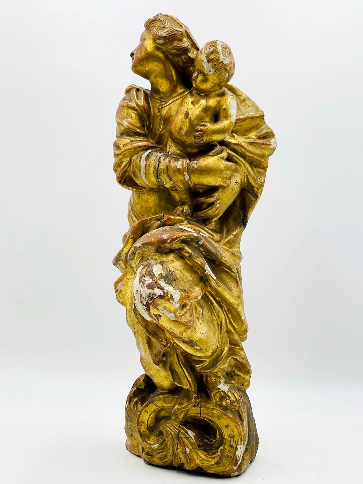 Antique Madonna & Child Sculpture/Religious Icon, Italy 19th Century For Sale 9