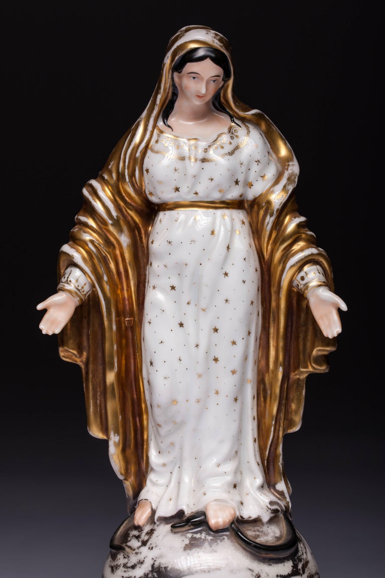 Antique Madonna Old Paris Porcelain Statue at 1stDibs