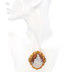 Antique Madonna With Baby Jesus and Raphael Shell Cameo Brooch