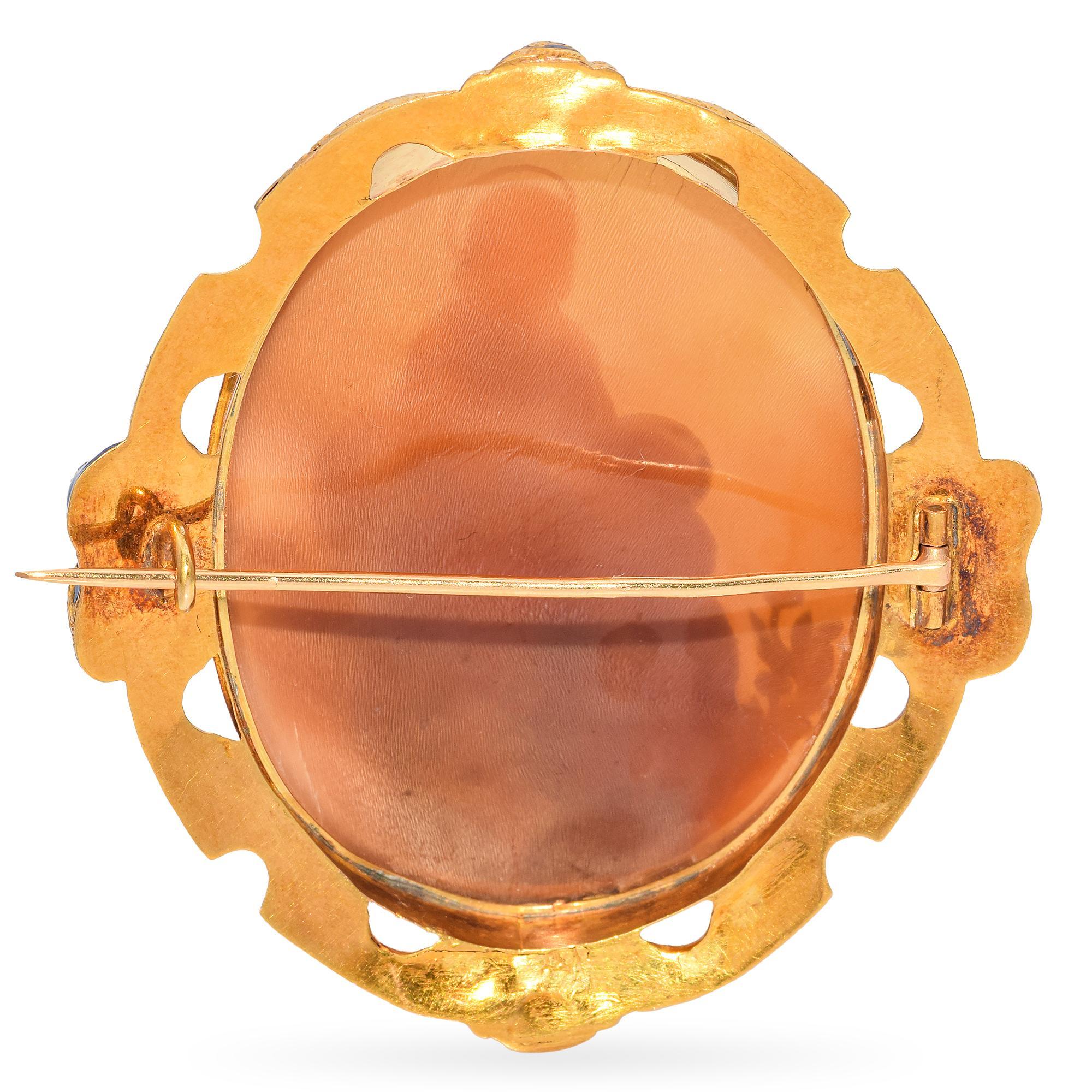 Women's Antique Madonna With Baby Jesus and Raphael Shell Cameo Brooch For Sale