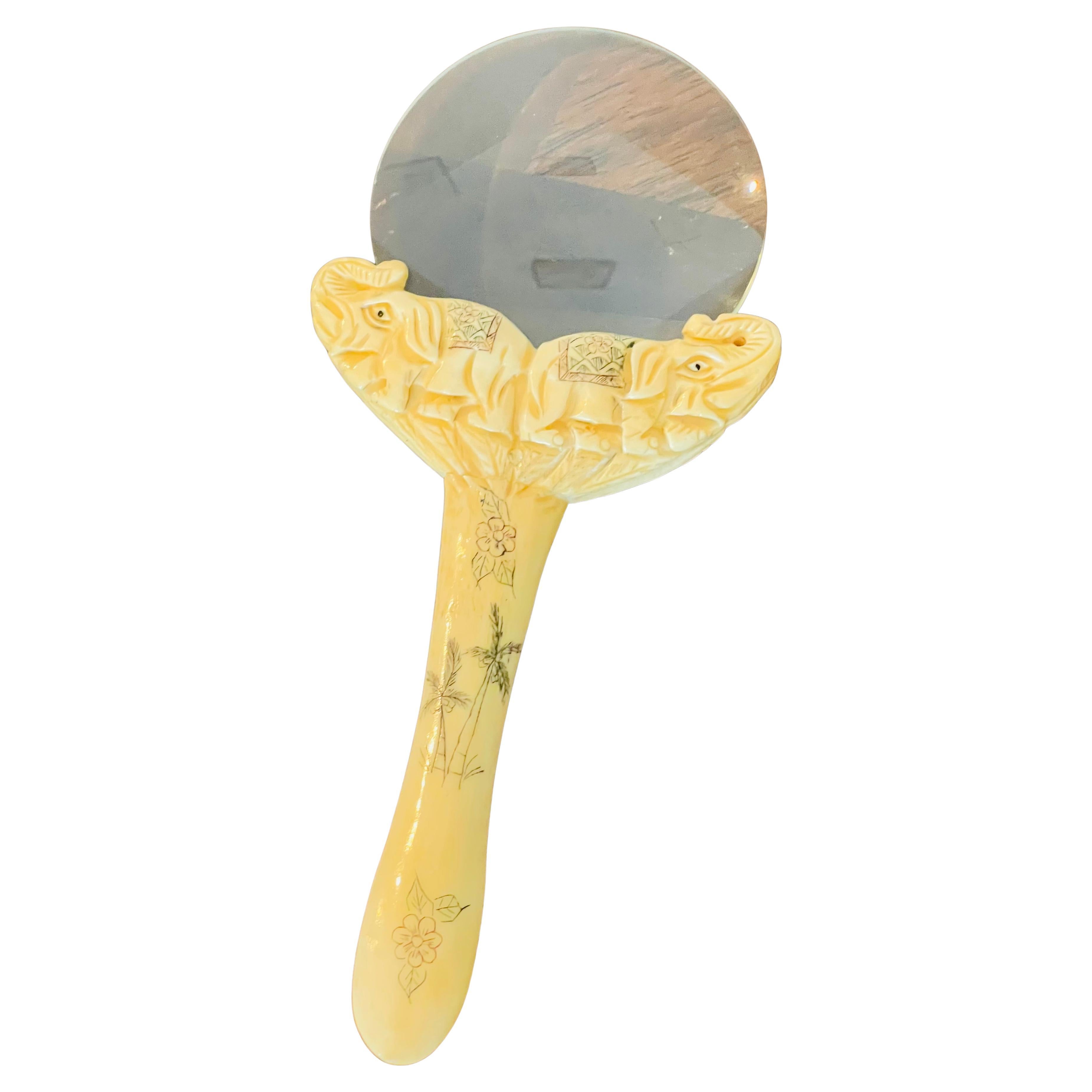 Antique Magnifying Glass with Bone Handle Elephants