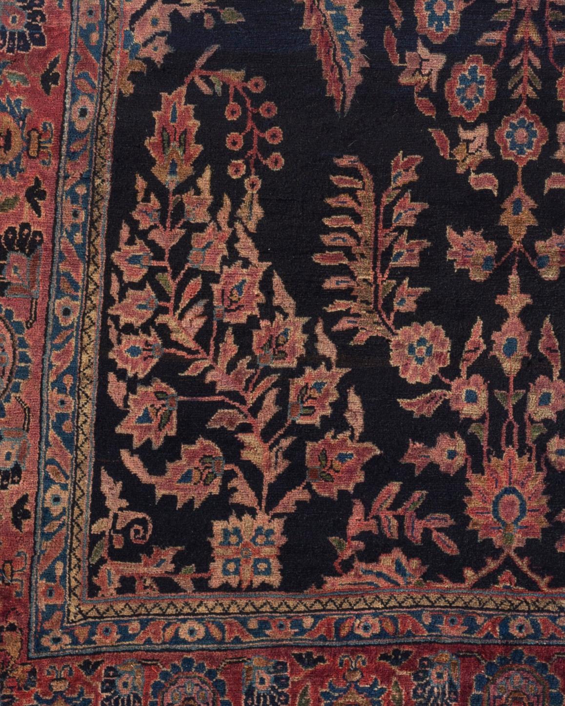 Tissé à la main Tapis Sarouk Mahajiran ancien, vers 1900 en vente