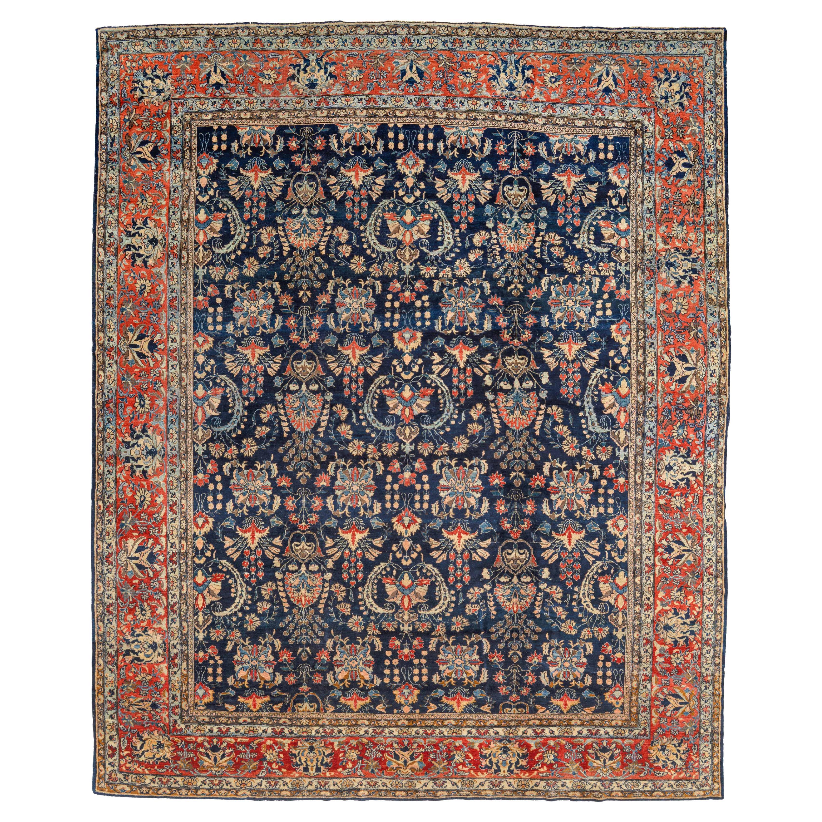 Antique Mahal Carpet, Early 20th Century, 10
3" × 12
10" For Sale