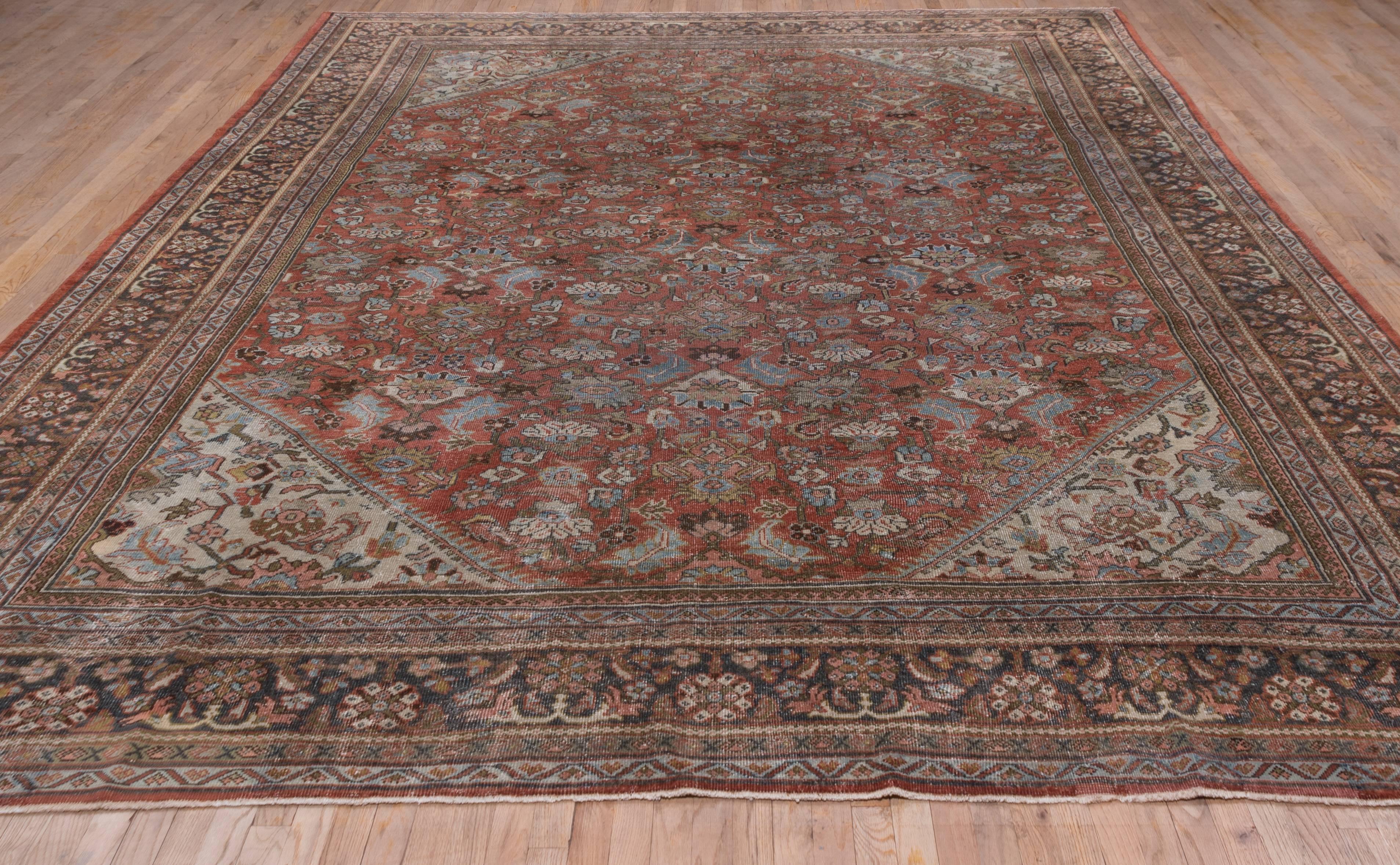 Hand-Knotted Antique Persian Mahal Carpet, Circa 1920s