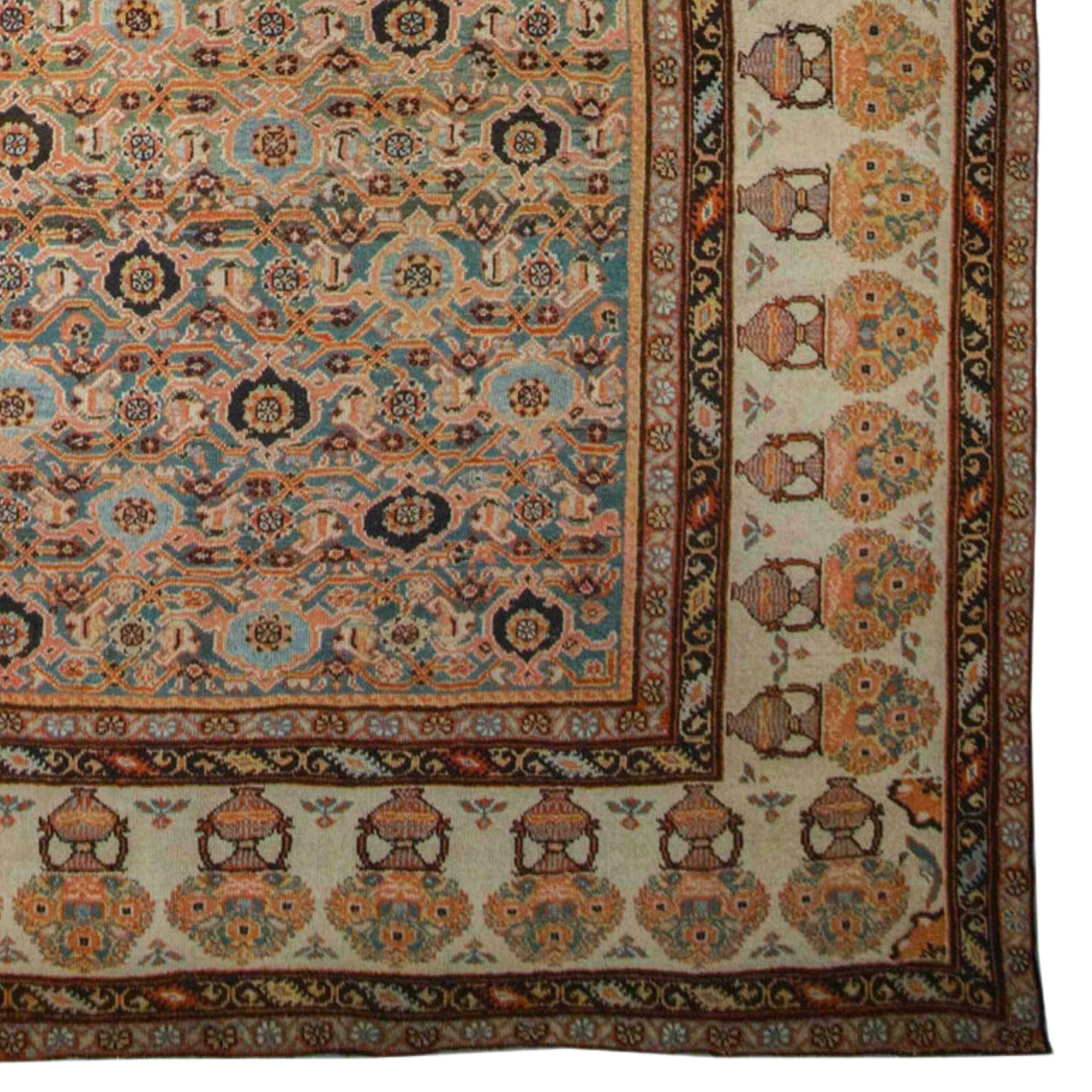 Wool Antique Mahal Carpet - Late of 19th Century Mahal Rug, Antique Rug For Sale