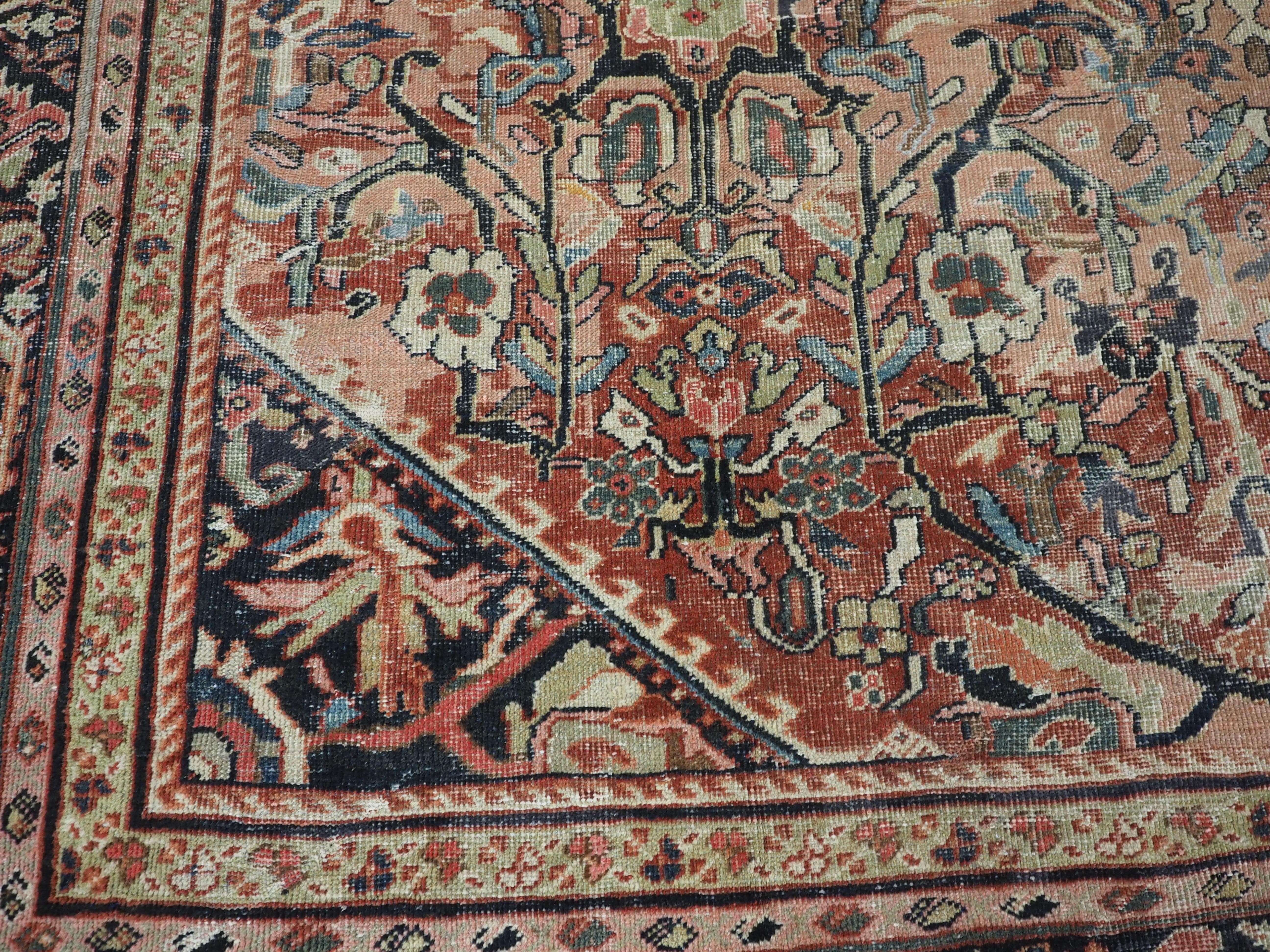 Antique Mahal carpet of very good large room size in pastel colours. Circa 1900. For Sale 7