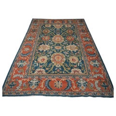 Antique Mahal Carpet With Scarce Blue / Green Ground, Circa 1920