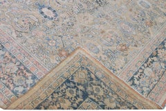 Antique Mahal Handmade Floral Designed Beige Wool Rug
