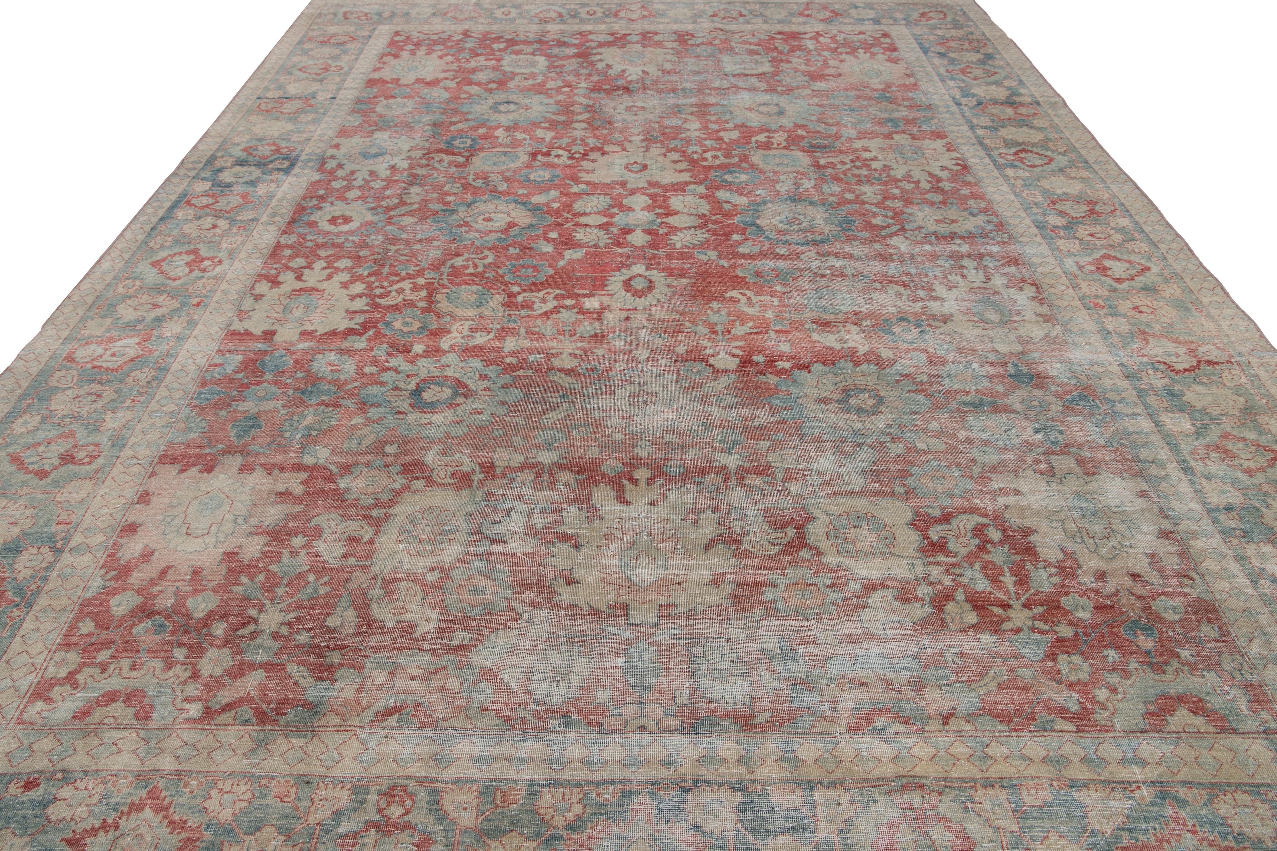 Islamic Antique Mahal Handmade Red Wool Rug For Sale