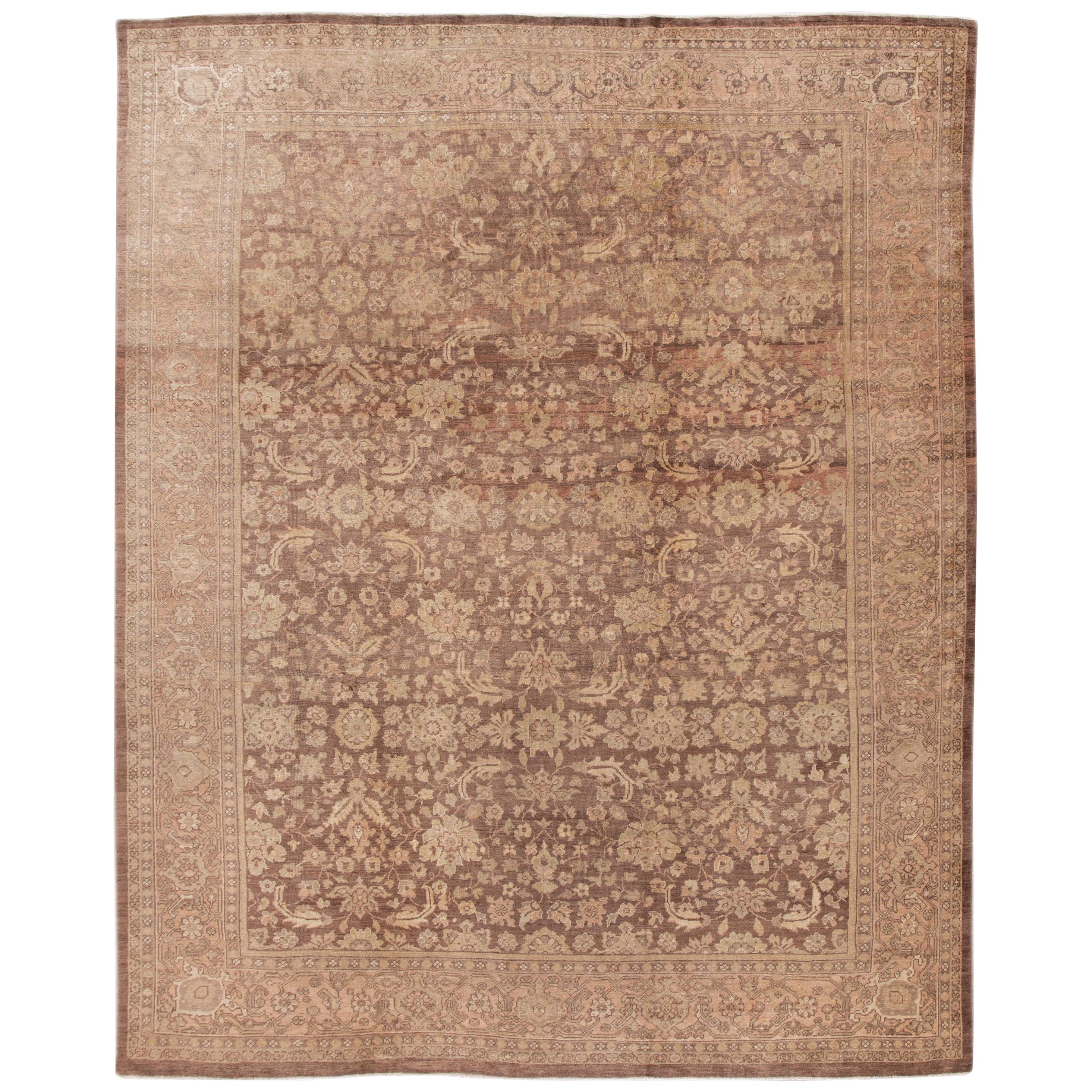 Antique Mahal Handmade Room Size Wool Rug For Sale