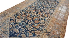 Antique Mahal Herati Pattered Blue Rug 6'2''x10'11''