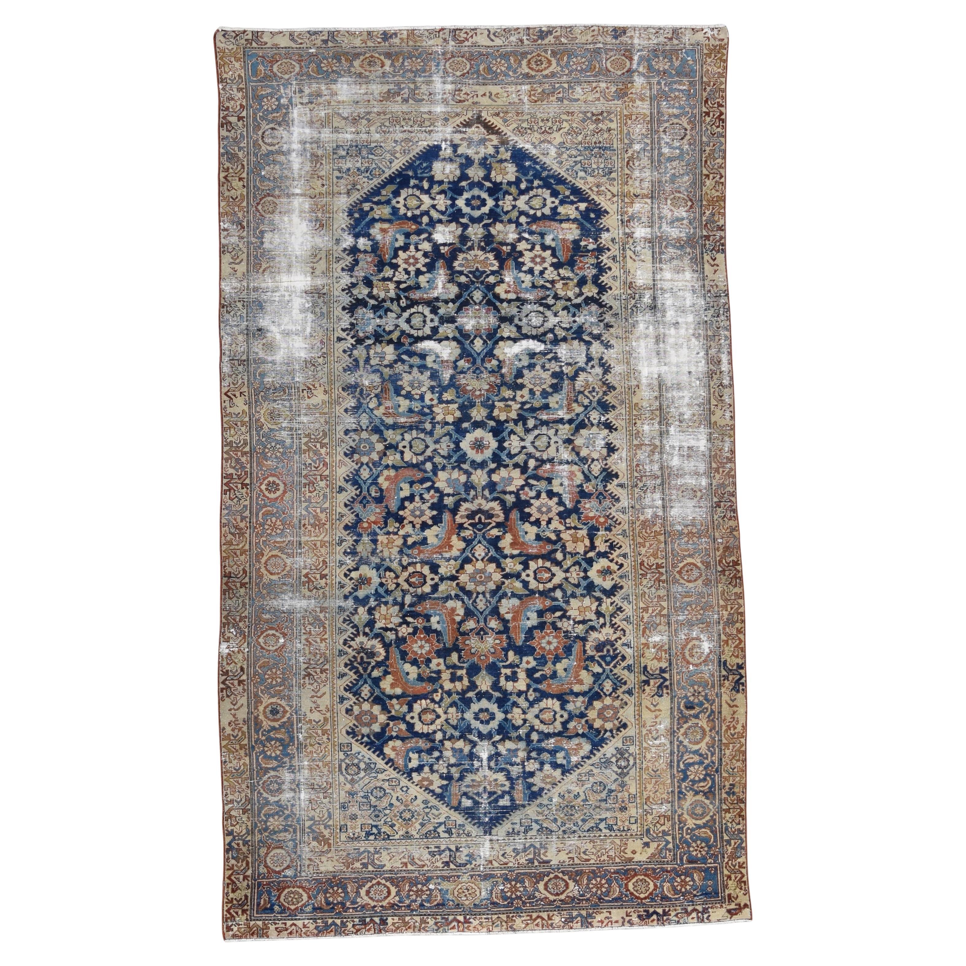 Antiker Mahal Herati Patterierter blauer Teppich 6'2''x10'11''