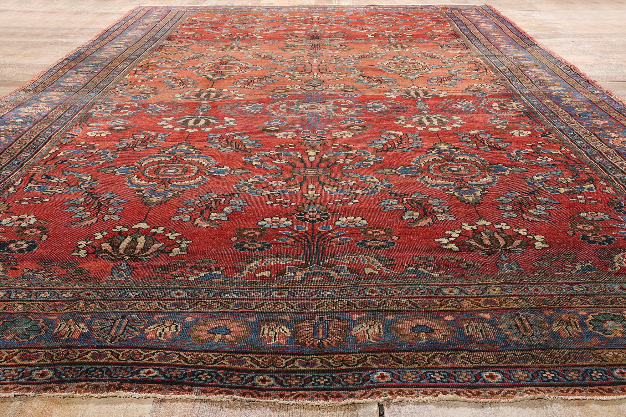 Wool Late 19th Century Antique Persian Mahal Carpet with Traditional Style For Sale
