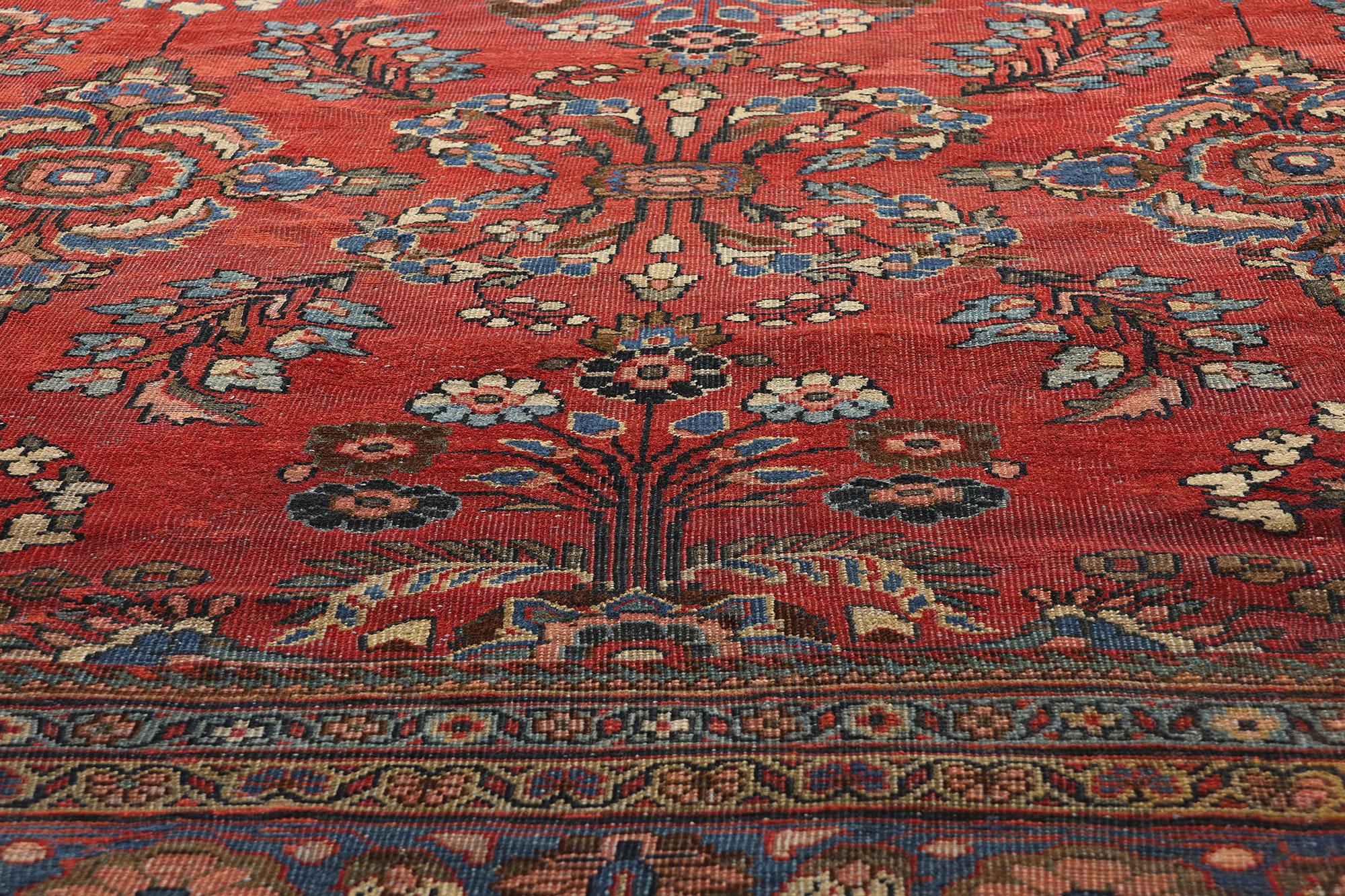 Empire Revival Late 19th Century Antique Persian Mahal Carpet with Traditional Style For Sale