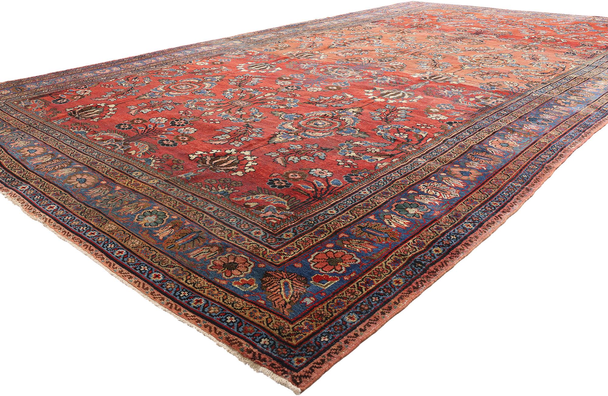 73381 Late 19th Century Antique Persian Mahal Rug, 10'04 x 17'08. A masterpiece of cultural legacy and elevated design, this hand-knotted wool exquisite, antique Persian Mahal rug from the Late 19th Century exemplifies the timeless elegance of