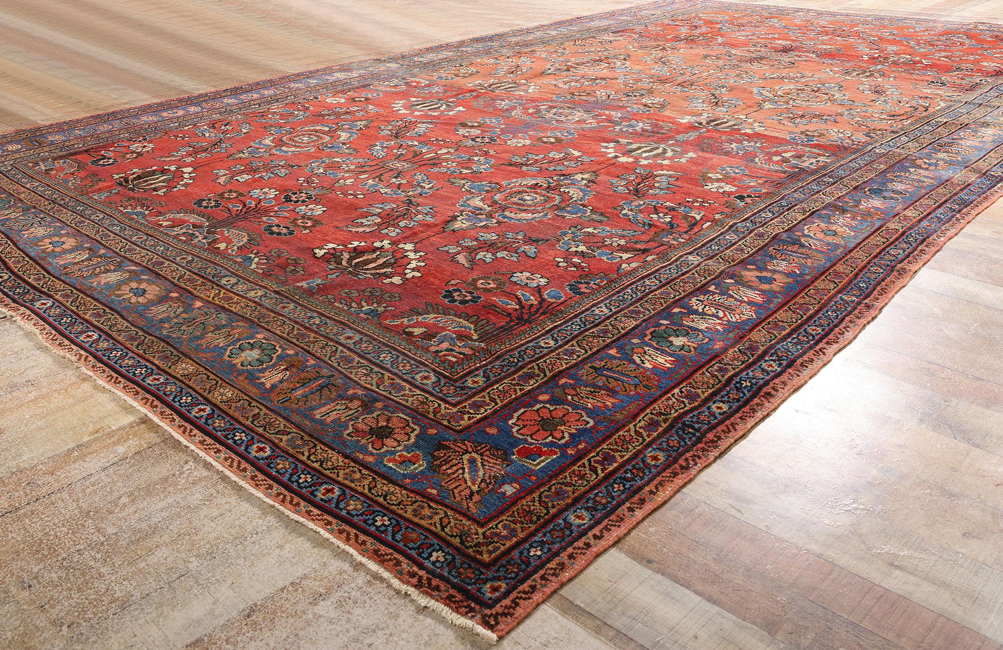 Late 19th Century Antique Persian Mahal Carpet with Traditional Style In Good Condition For Sale In Dallas, TX