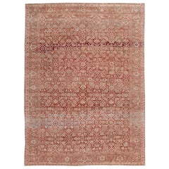 Antique Mahal Red Handmade Wool Rug