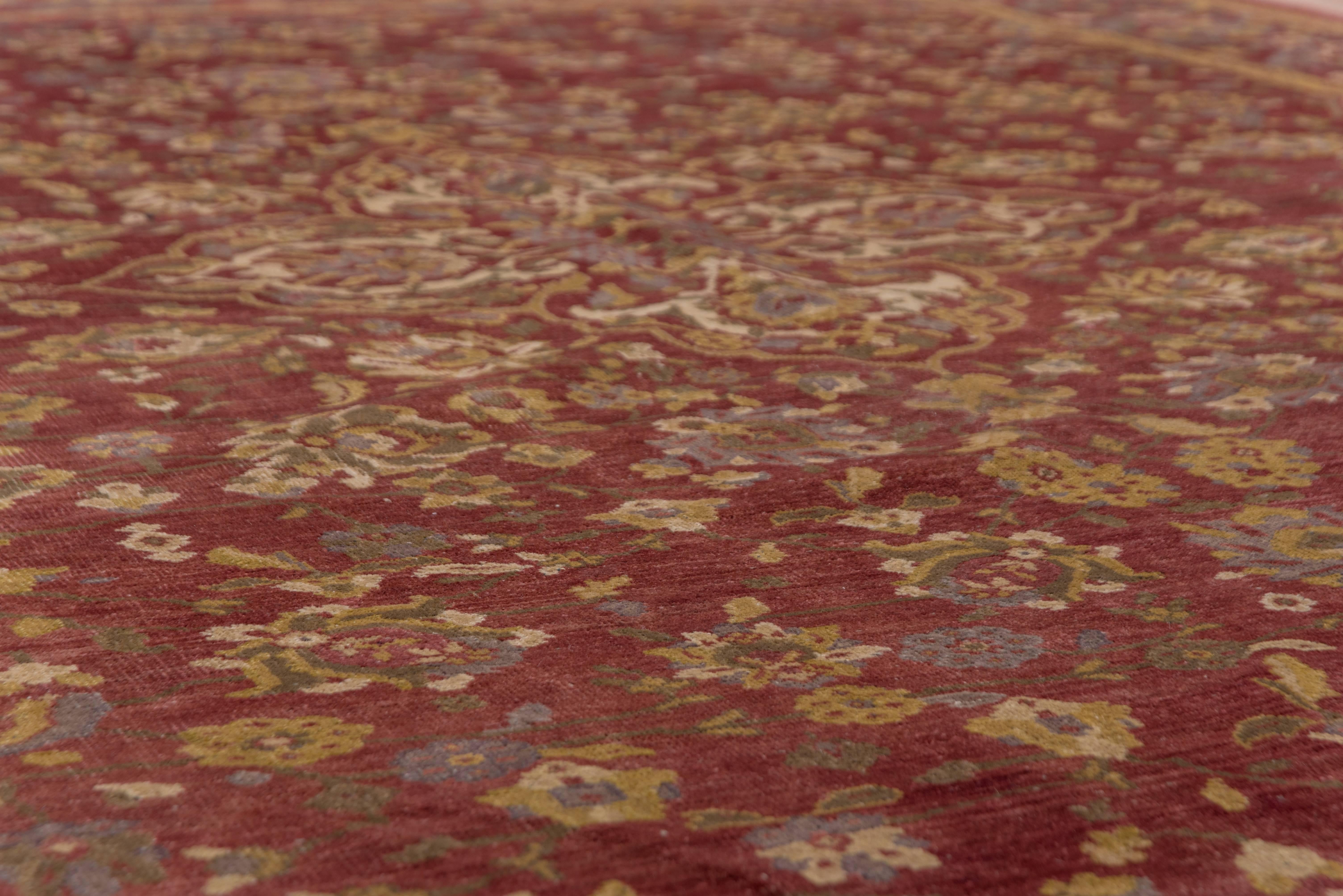 Antique Mahal Carpet, Circa 1920s, Red Field 2