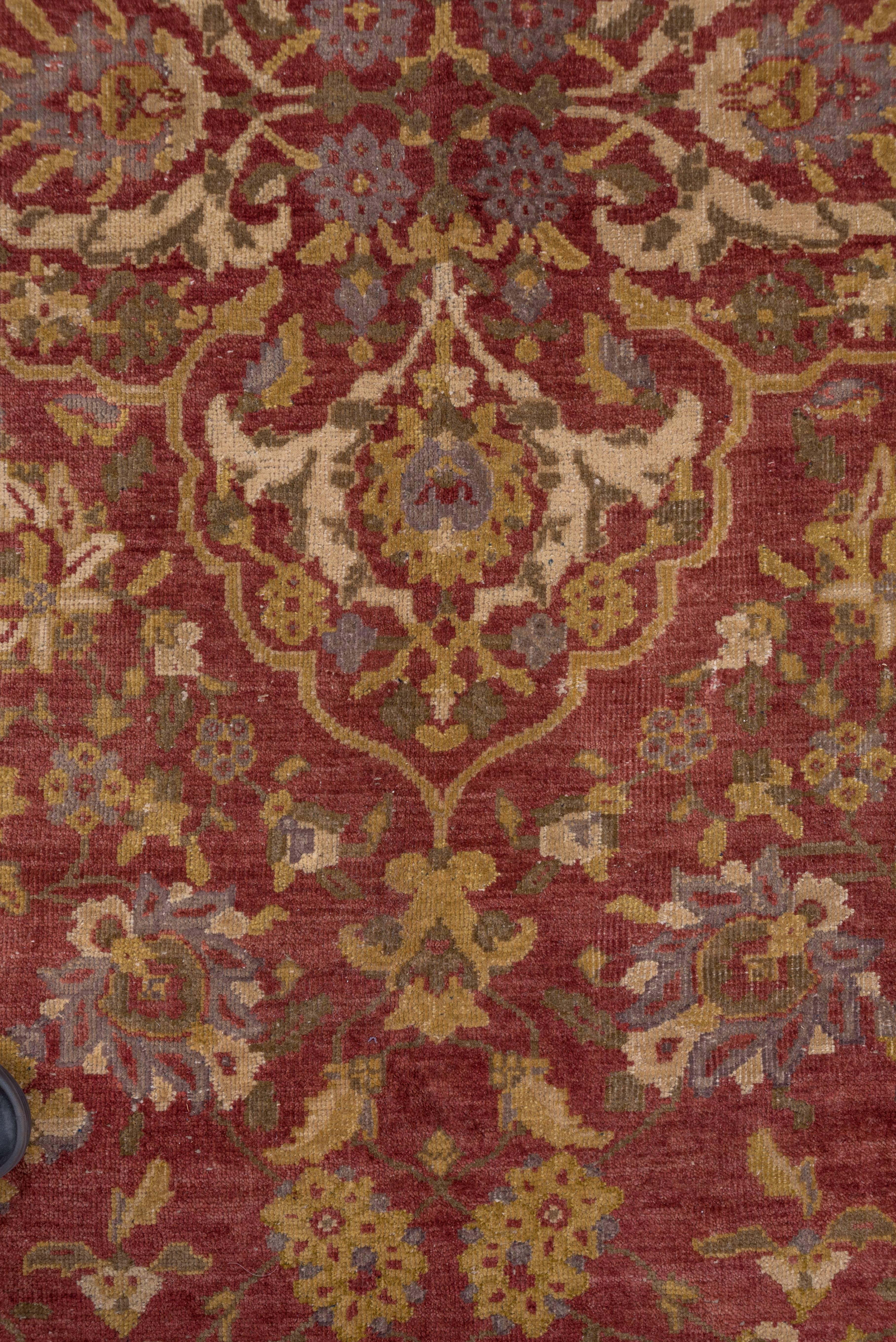 Wool Antique Mahal Carpet, Circa 1920s, Red Field