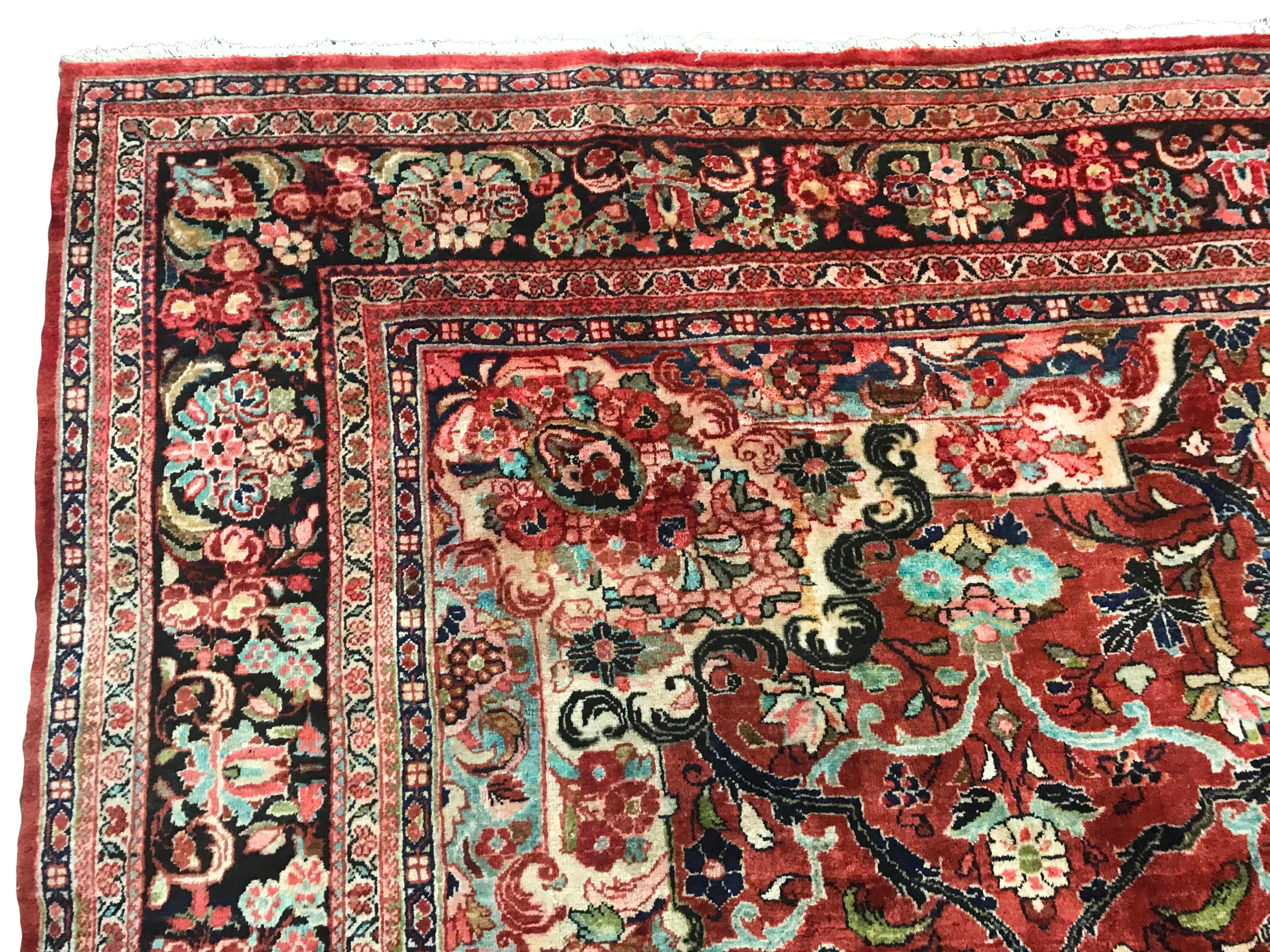 Hand-Knotted Antique Mahal Rug For Sale