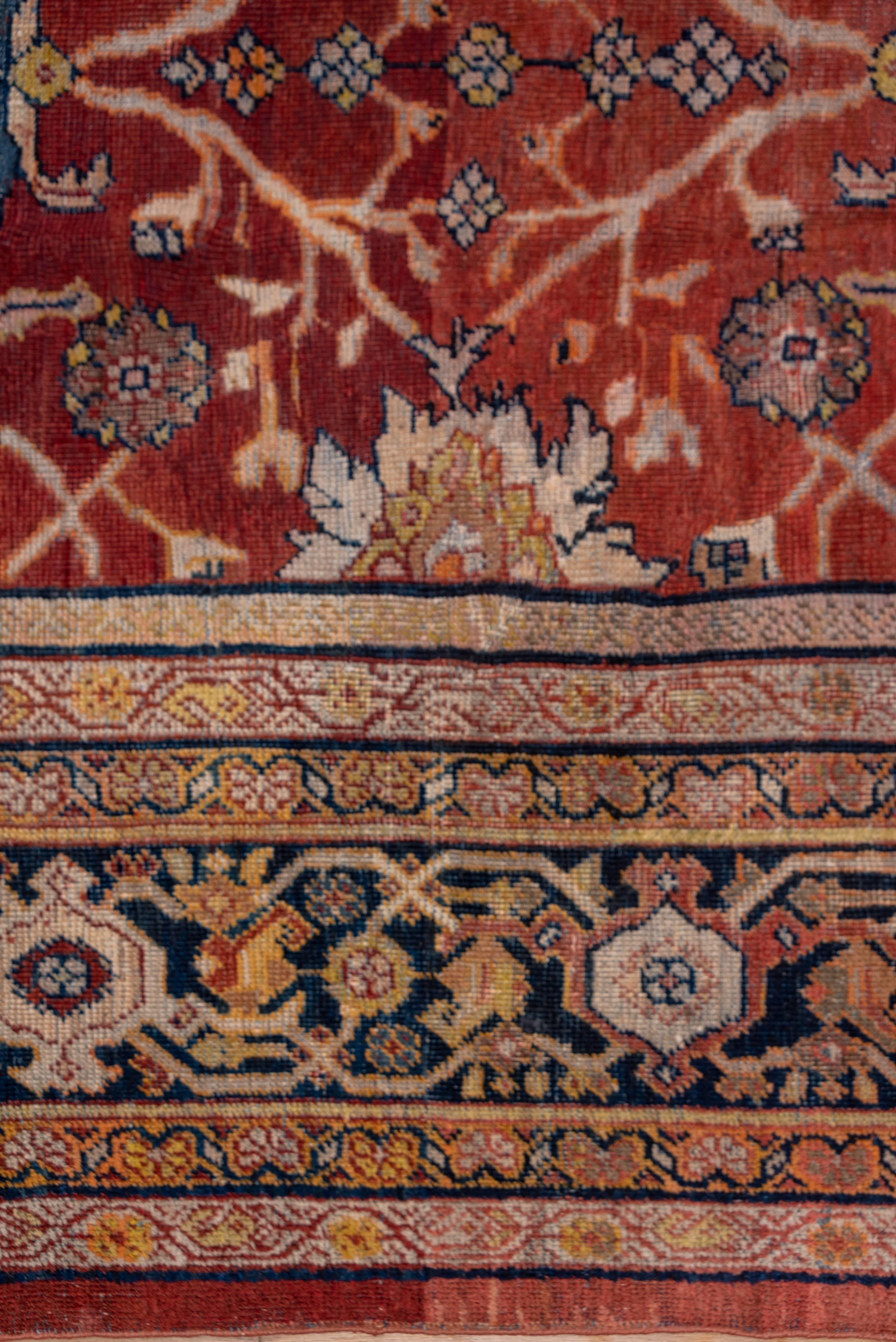 Hand-Knotted Antique Red Persian Mahal Carpet For Sale