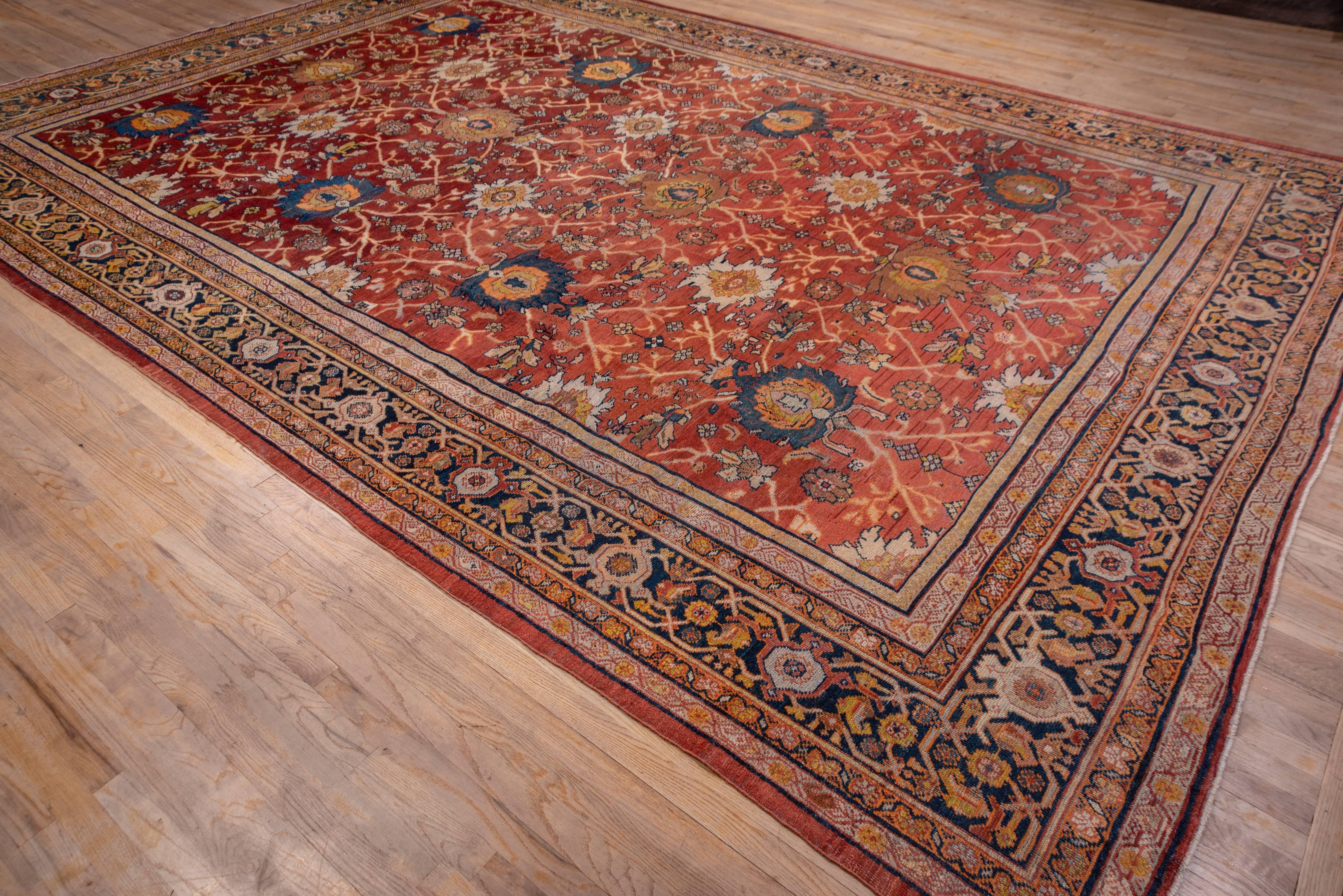 Wool Antique Red Persian Mahal Carpet For Sale