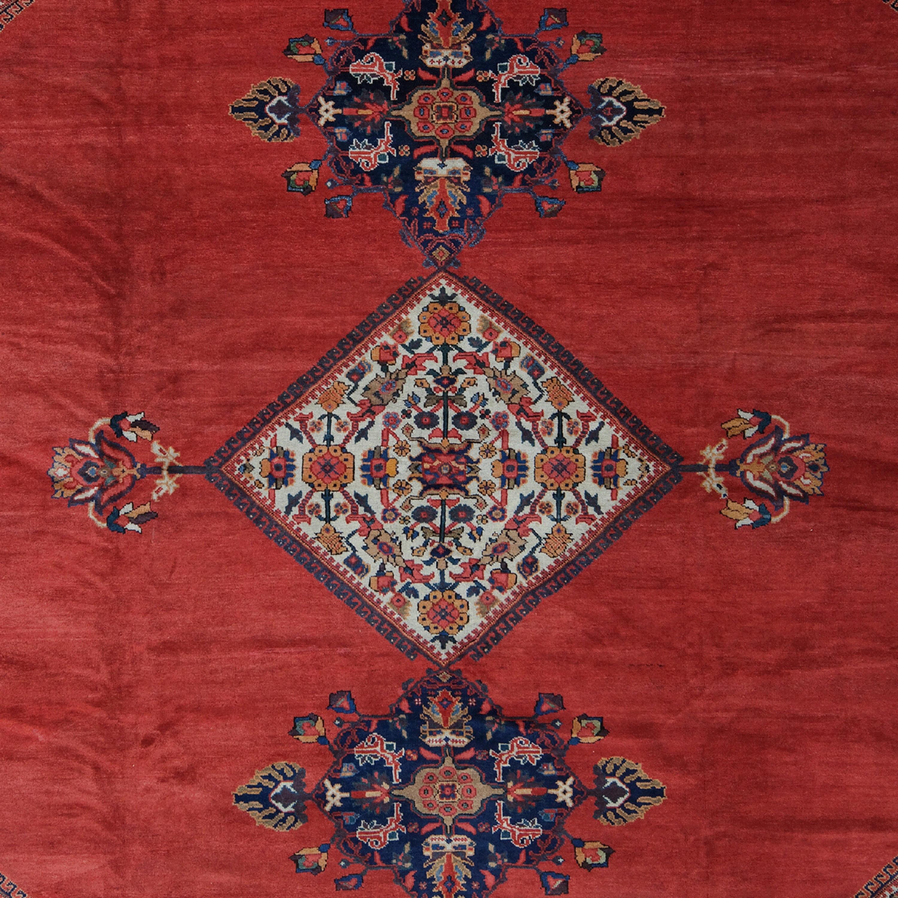 Antiker Mahal-Teppich - Mahal-Teppich aus dem späten 19. Jahrhundert, antiker Teppich, handgefertigter Teppich (Asiatisch) im Angebot