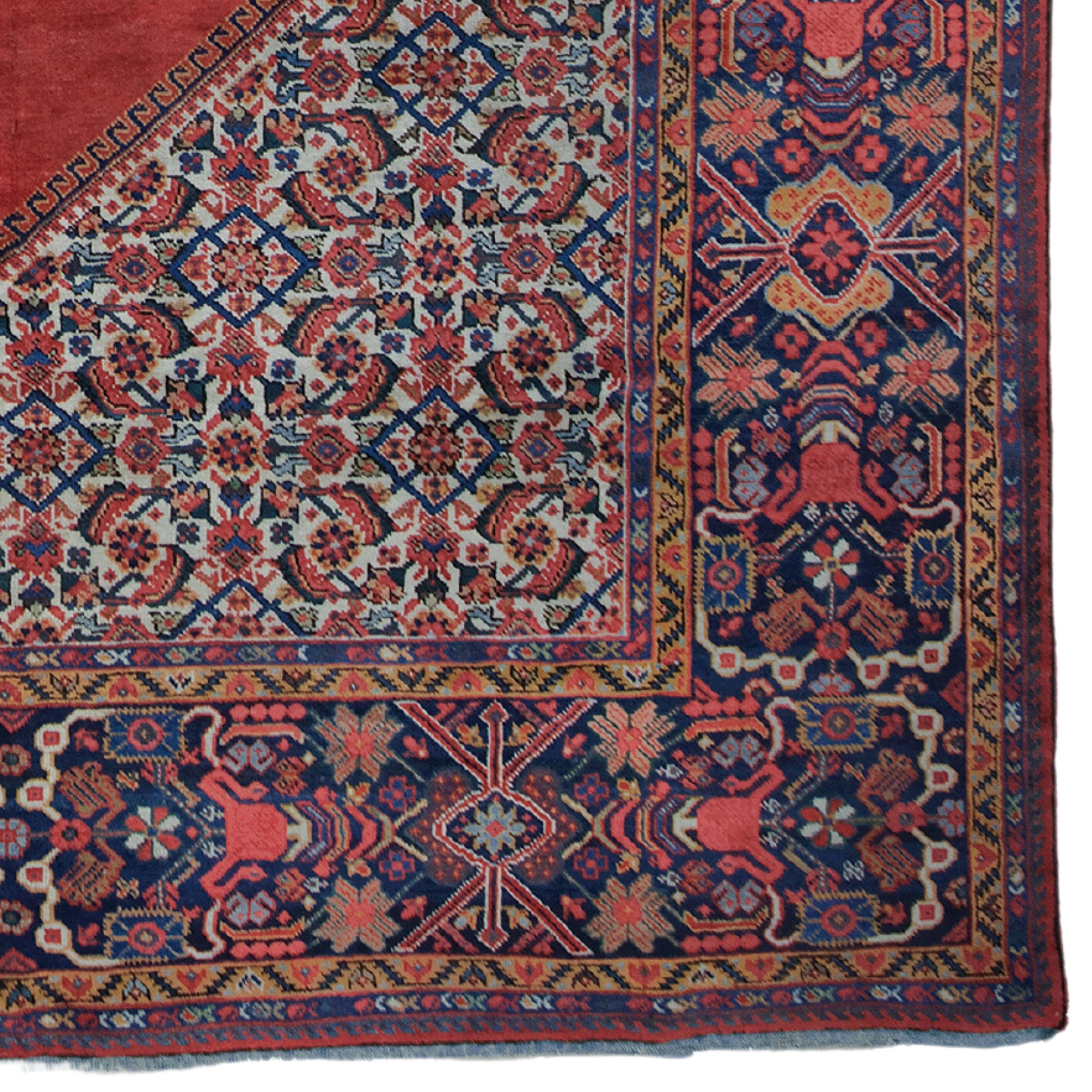 Wool Antique Mahal Rug - Late of 19th Century Mahal Rug, Antique Rug, Handmade Rug For Sale