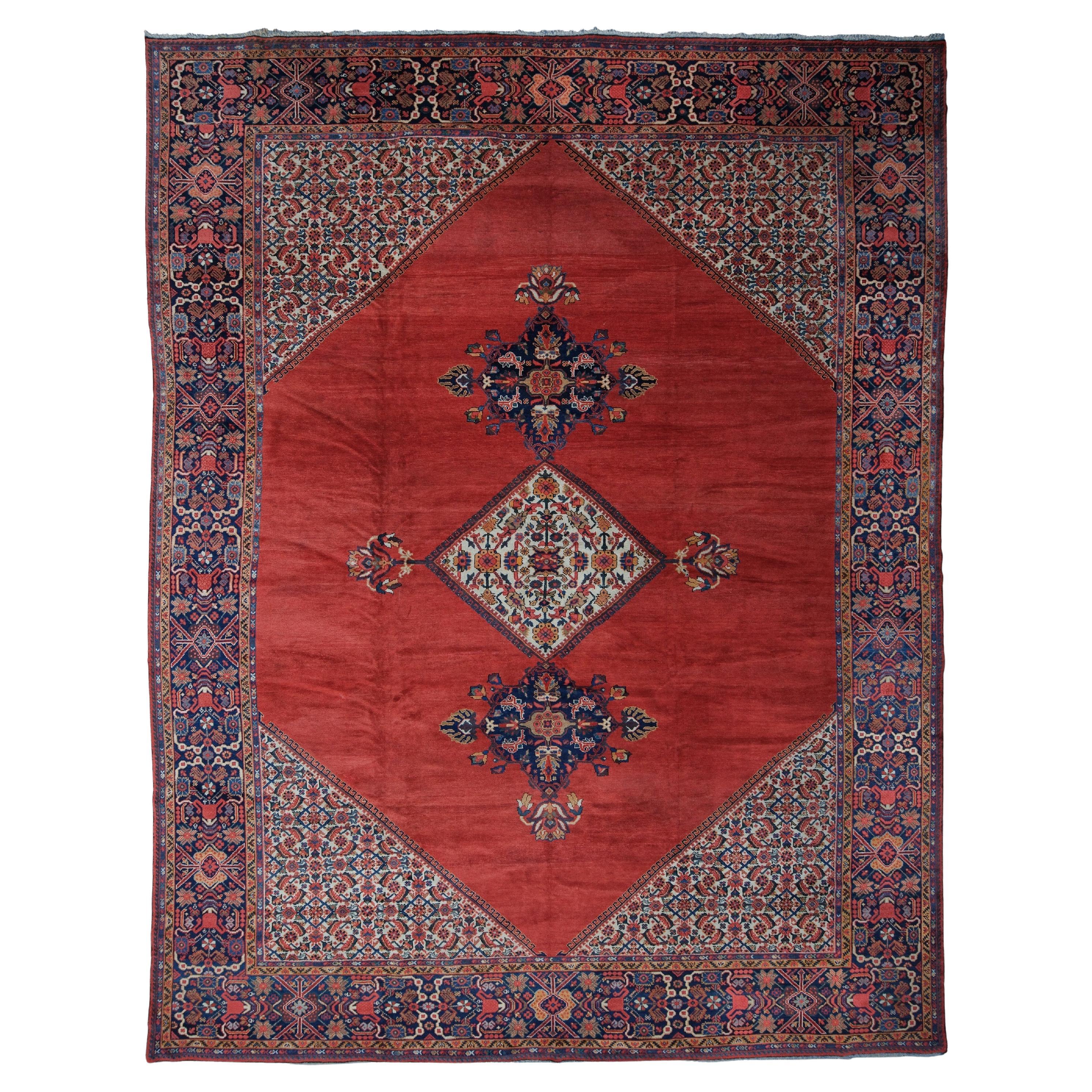 Antiker Mahal-Teppich - Mahal-Teppich aus dem späten 19. Jahrhundert, antiker Teppich, handgefertigter Teppich im Angebot