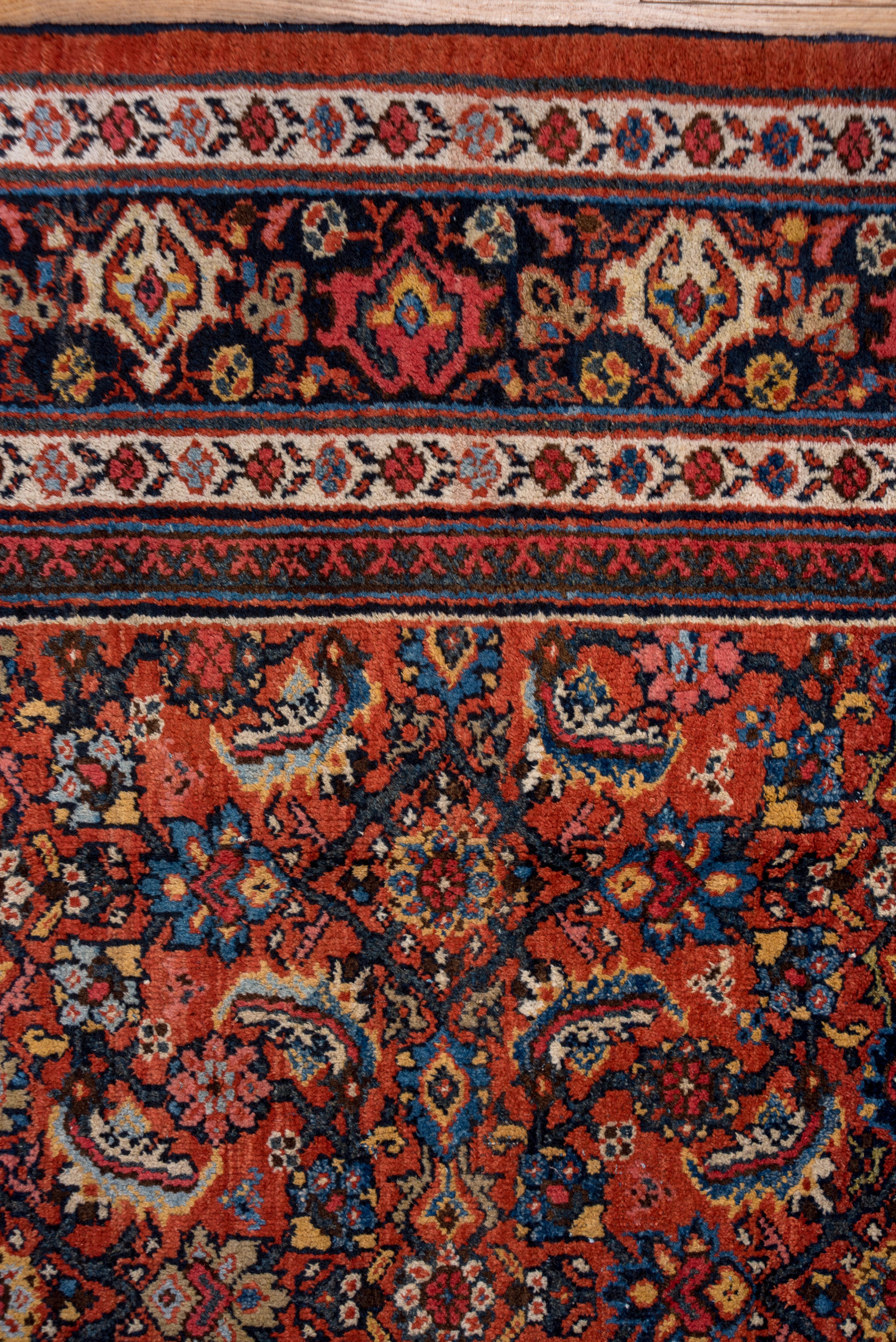 Persian Antique Mahal Rug, Red Field, circa 1920s For Sale