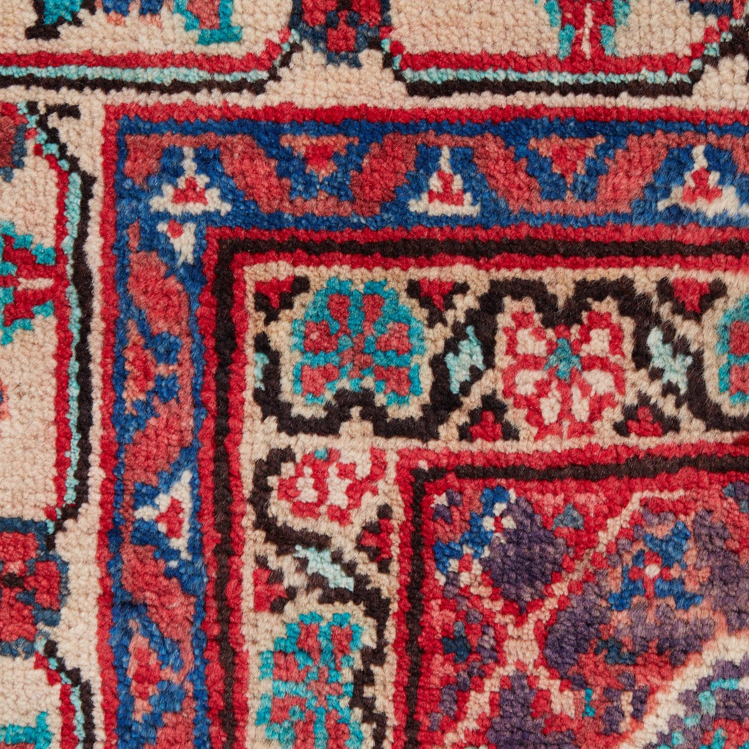 Cotton Antique Mahal Rug Signed and Dated 1919 For Sale