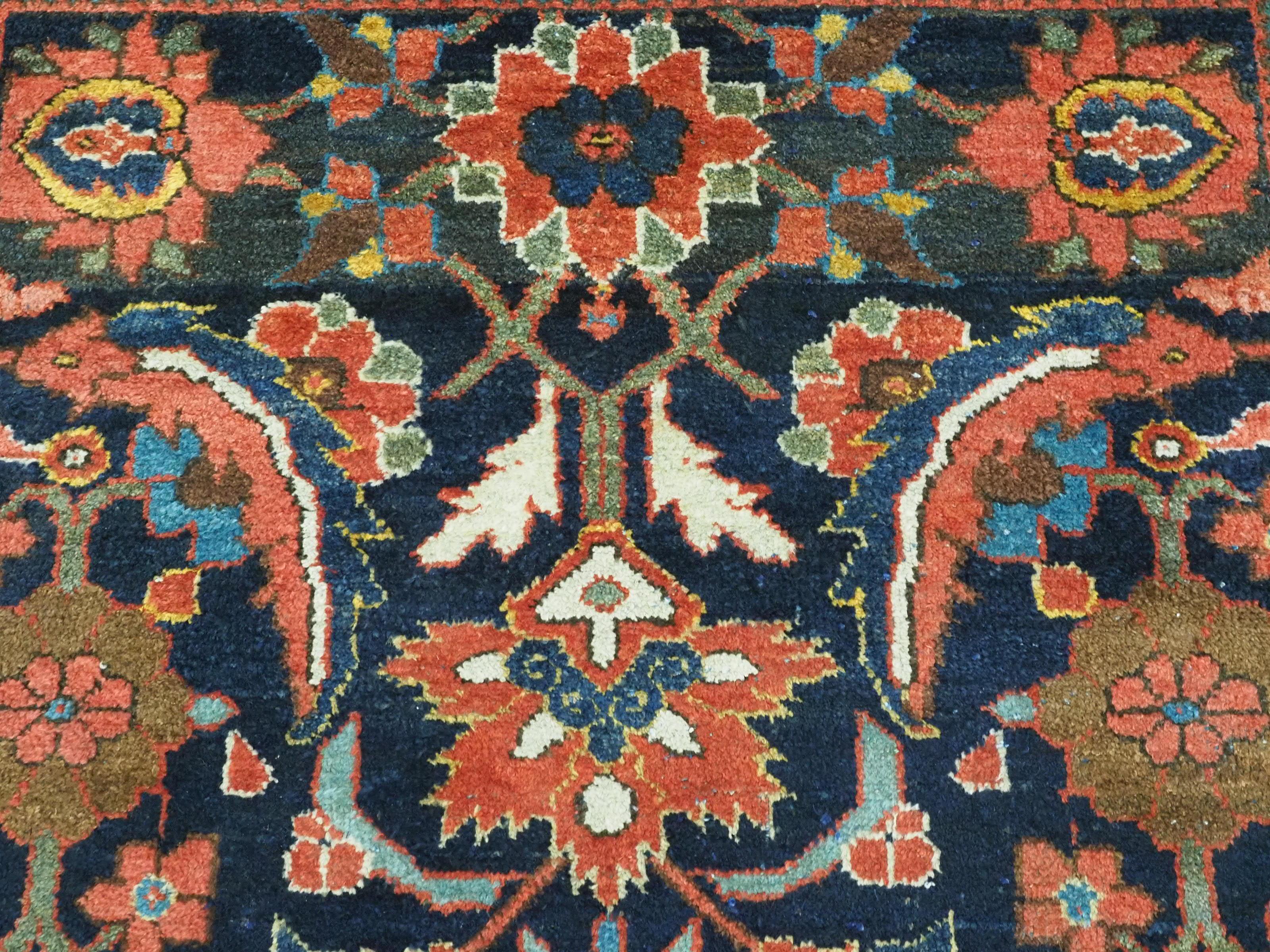  Antique Mahal rug with large scale floral design.  Circa 1920. For Sale 2