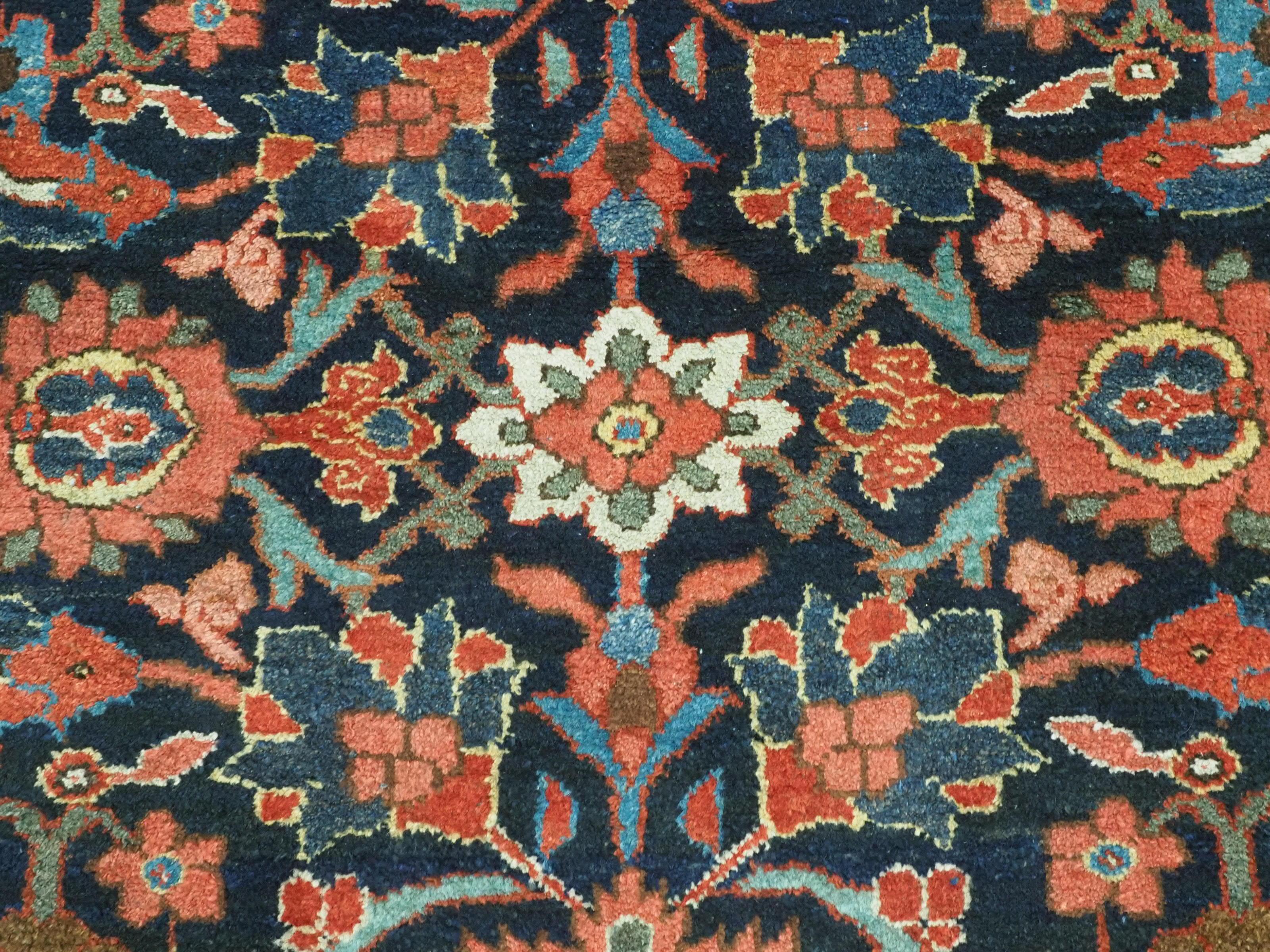  Antique Mahal rug with large scale floral design.  Circa 1920. For Sale 3