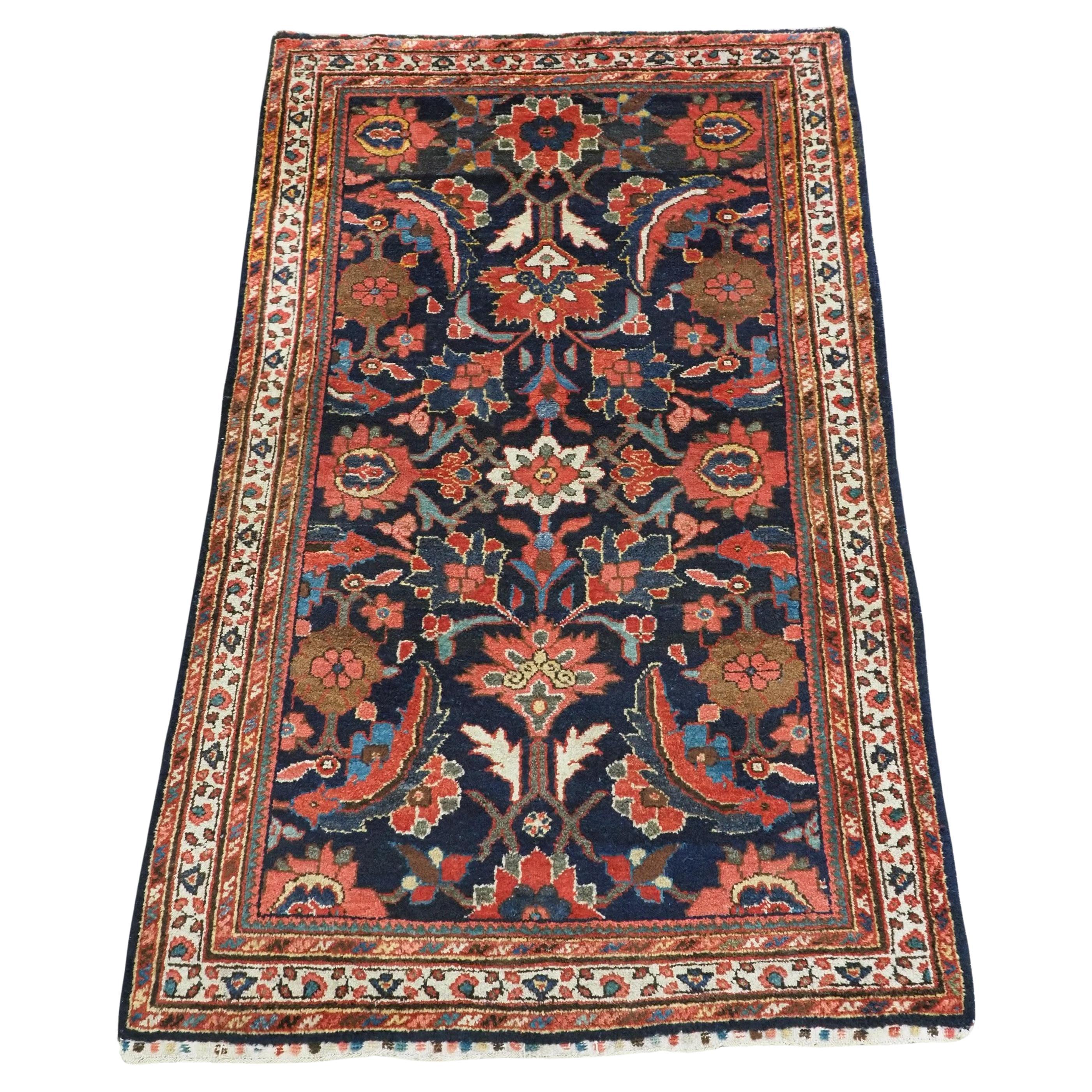  Antique Mahal rug with large scale floral design.  Circa 1920. For Sale