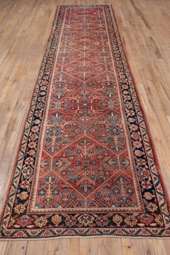 Antique Mahal Runner, circa 1910, Terracotta Field