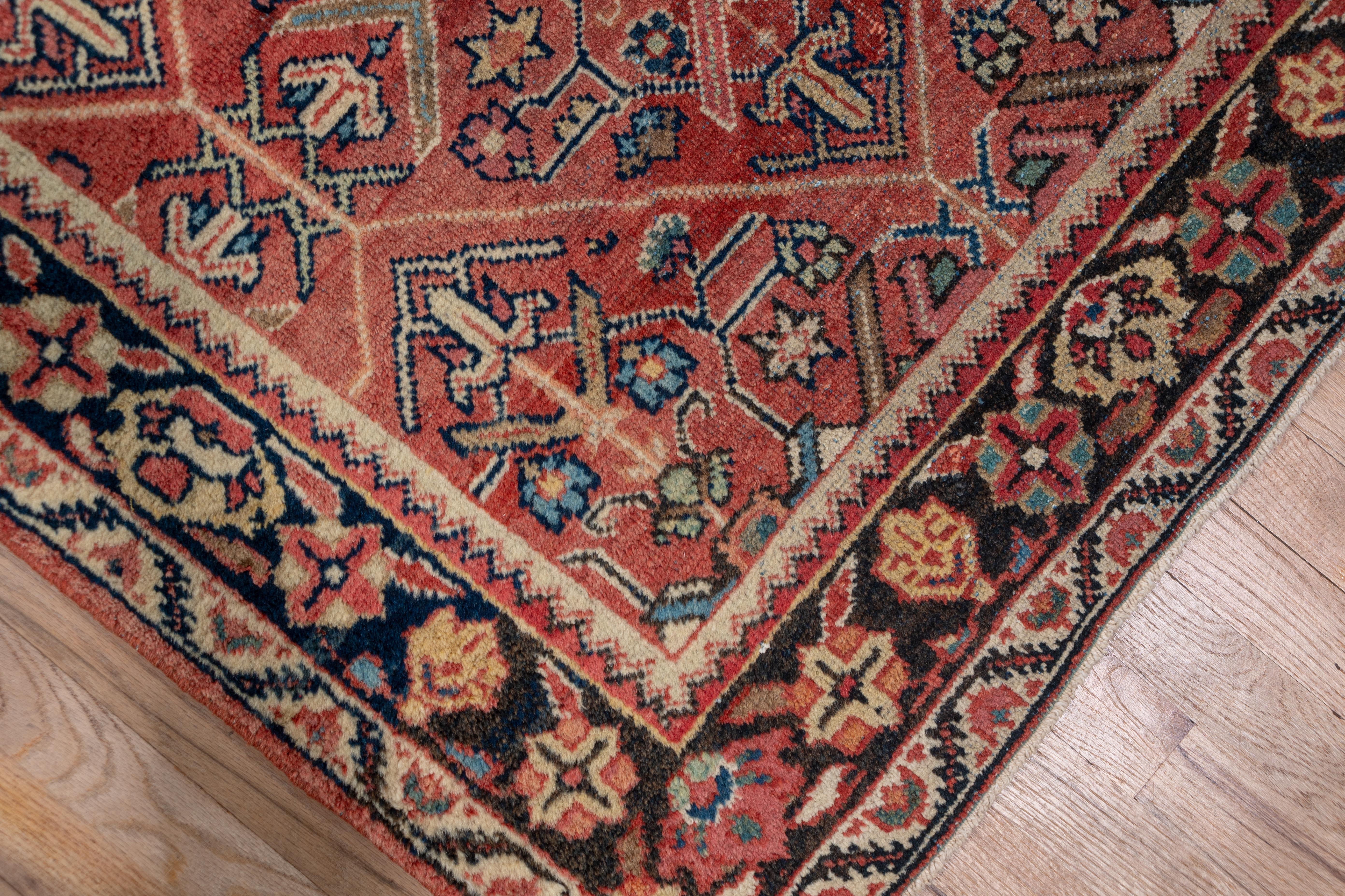 Hand-Knotted Antique Mahal Runner, circa 1910, Terracotta Field For Sale